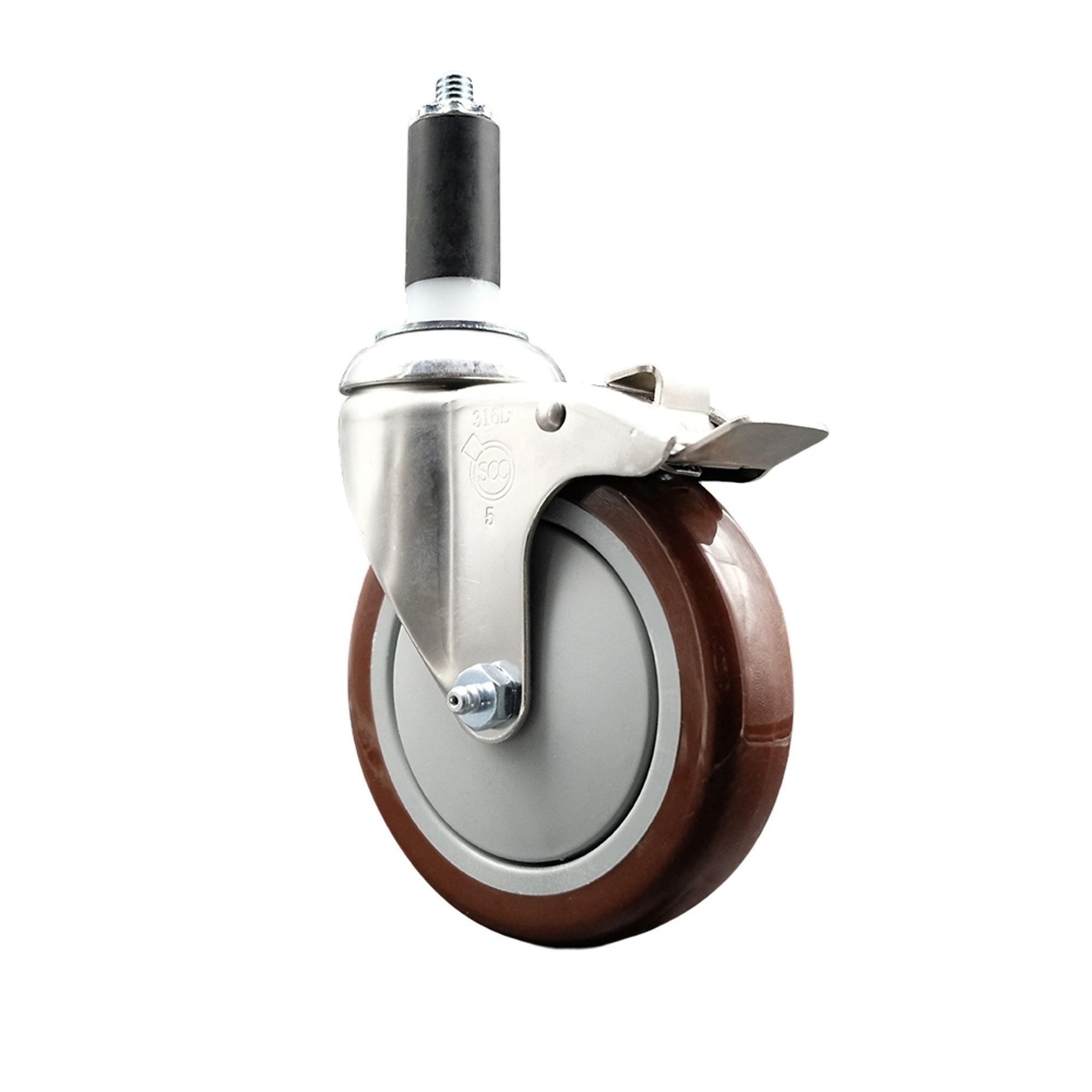 Service Caster, 5Inch x 1 1/4Inch Stem Caster, Wheel Diameter 5 in, Caster Type Swivel, Package (qty.) 1, Model SCC-SS316TTLEX20S514-PPUB-MRN-114