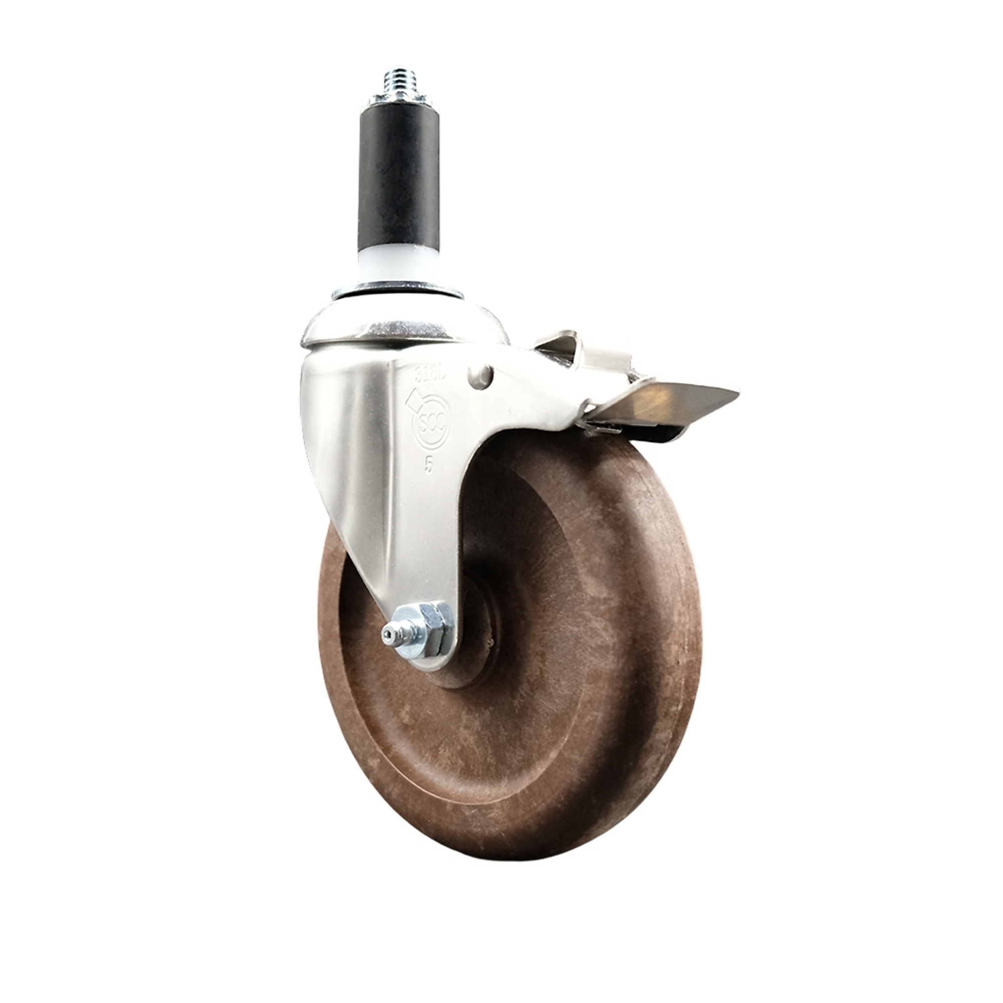 Service Caster, 5Inch x 1 1/4Inch Stem Caster, Wheel Diameter 5 in, Caster Type Swivel, Package (qty.) 1, Model SCC-SS316TTLEX20S514-GFNSHT-114