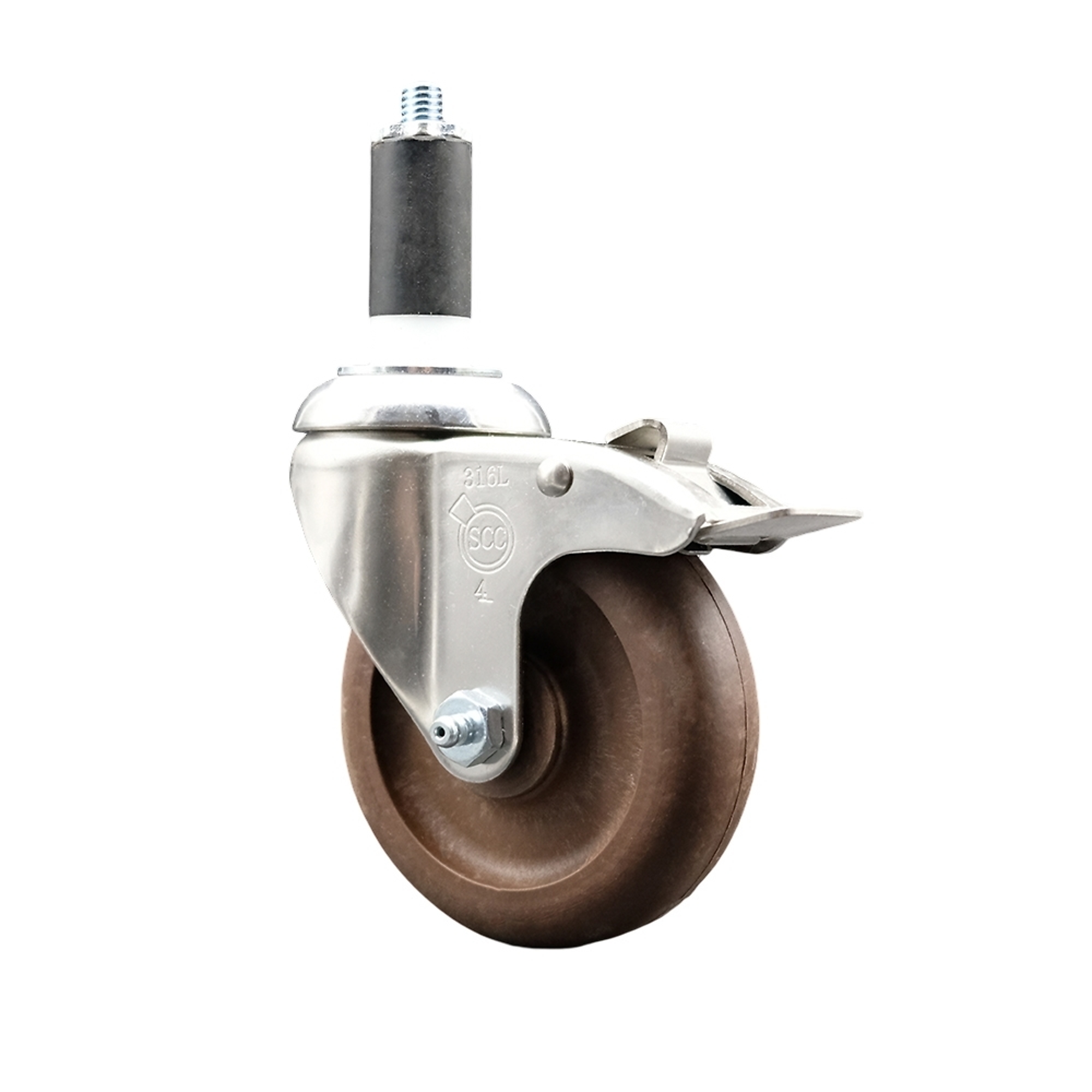 Service Caster, 4Inch x 1 1/4Inch Stem Caster, Wheel Diameter 4 in, Caster Type Swivel, Package (qty.) 1, Model SCC-SS316TTLEX20S414-GFNSHT-114