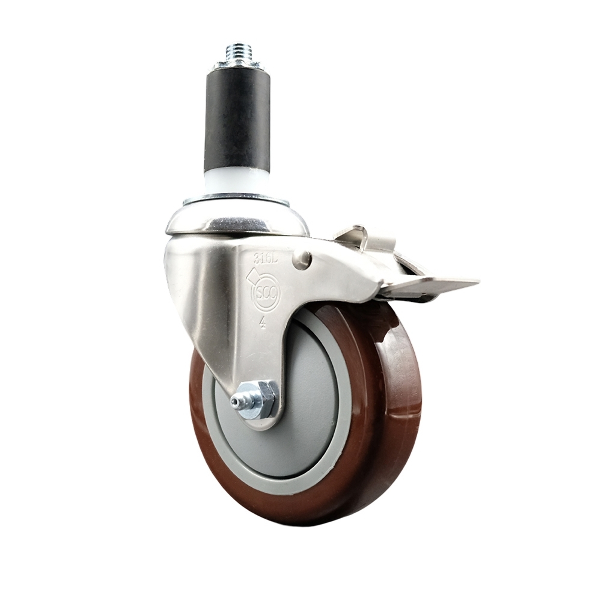 Service Caster, 4Inch x 1 1/4Inch Stem Caster, Wheel Diameter 4 in, Caster Type Swivel, Package (qty.) 1, Model SCC-SS316TTLEX20S414-PPUB-MRN-138