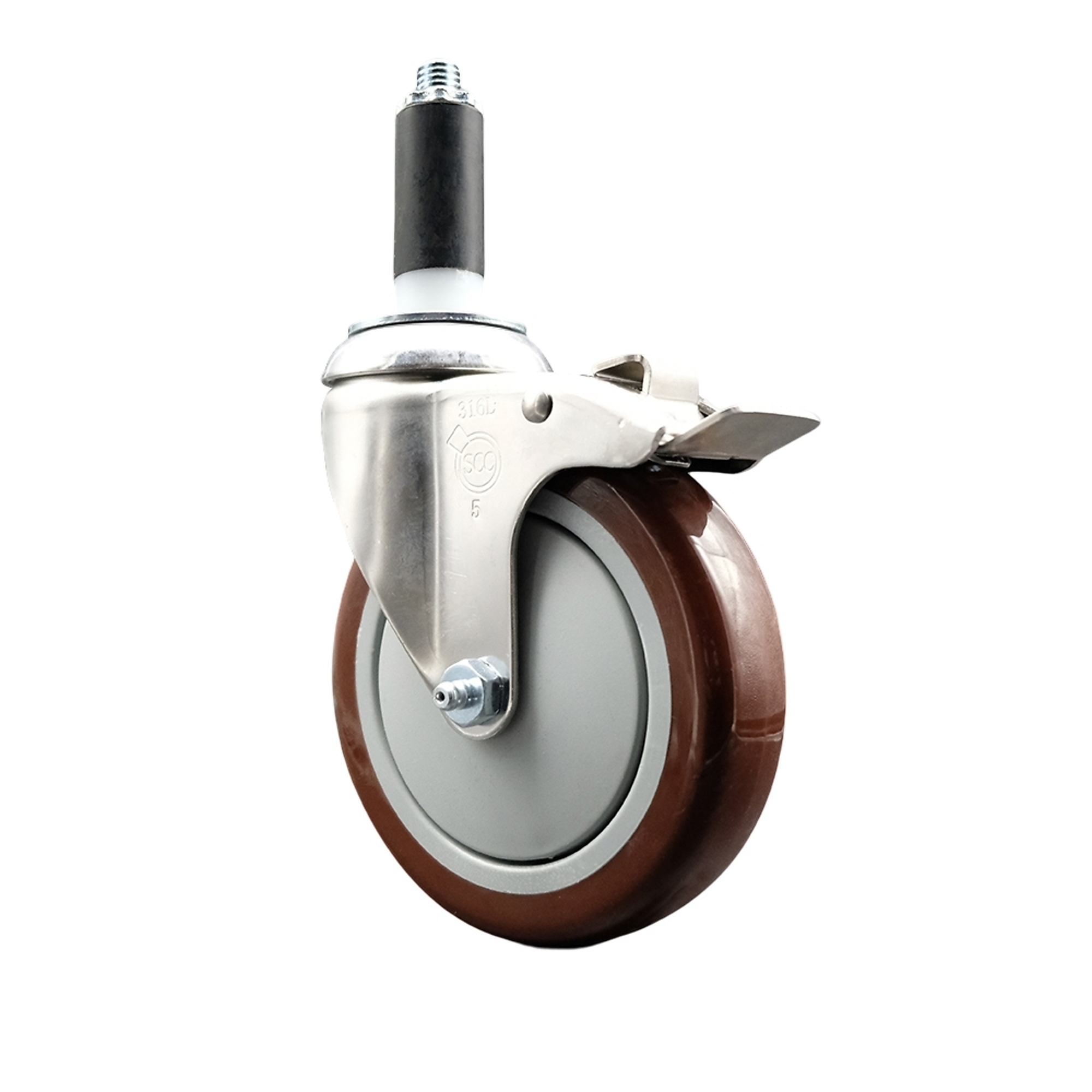 Service Caster, 5Inch x 1 1/4Inch Stem Caster, Wheel Diameter 5 in, Caster Type Swivel, Package (qty.) 1, Model SCC-SS316TTLEX20S514-PPUB-MRN-118