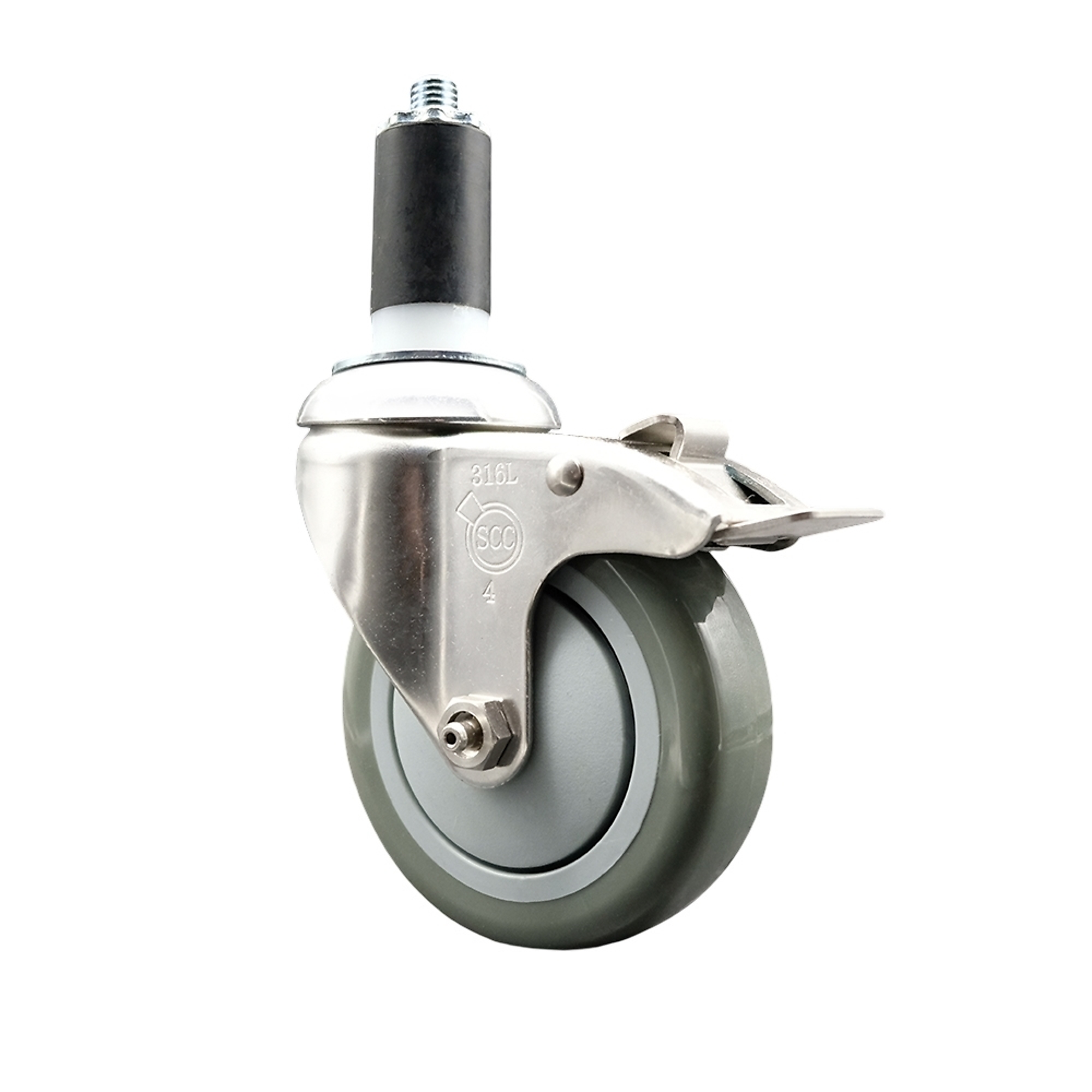 Service Caster, 4Inch x 1 1/4Inch Stem Caster, Wheel Diameter 4 in, Caster Type Swivel, Package (qty.) 1, Model SCC-SS316TTLEX20S414-PPUB-138