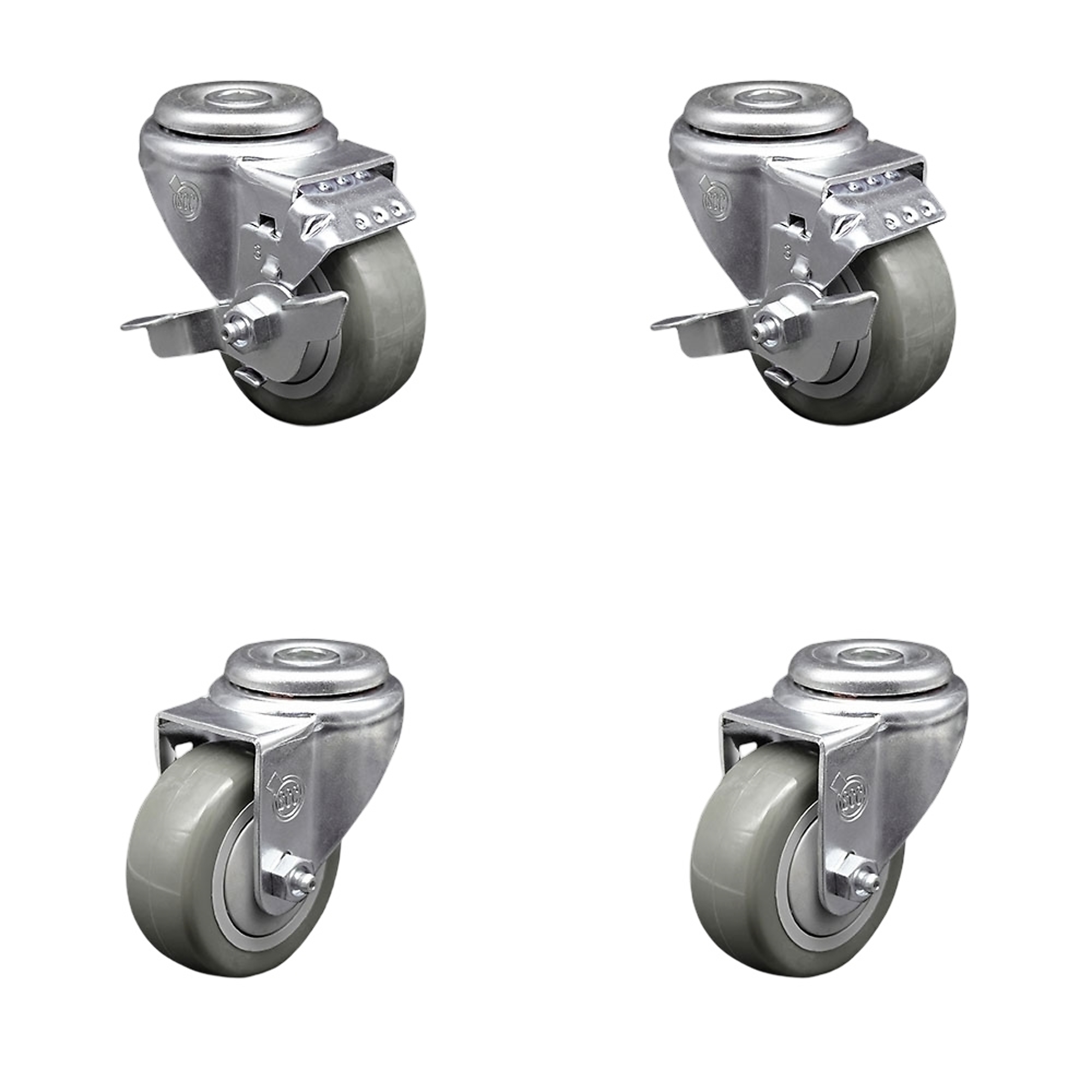 Service Caster, 3Inch x 1 1/4Inch Stem Casters, Wheel Diameter 3 in, Caster Type Swivel, Package (qty.) 4, Model SCC-SSBH20S314-PPUB-TLB-2-S-2