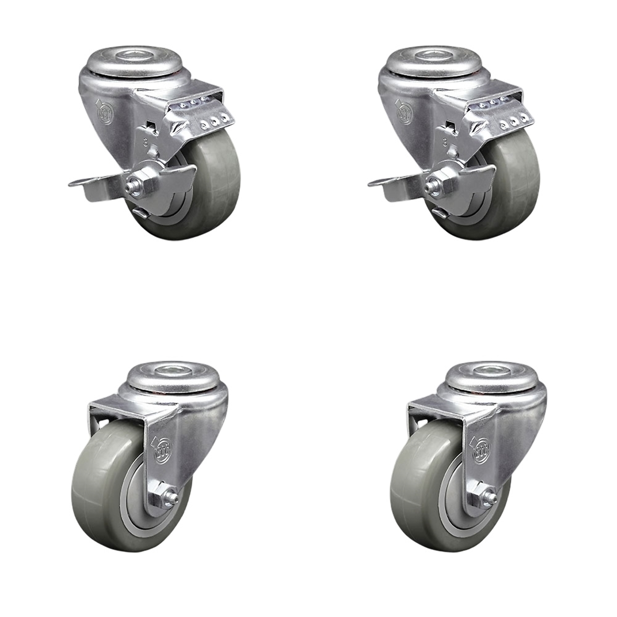 Service Caster, 3 1/2Inch x 1 1/4Inch Stem Casters, Wheel Diameter 3.5 in, Caster Type Swivel, Package (qty.) 4, Model SCC-SSBH20S3514-PPUB-TLB-2-S-2