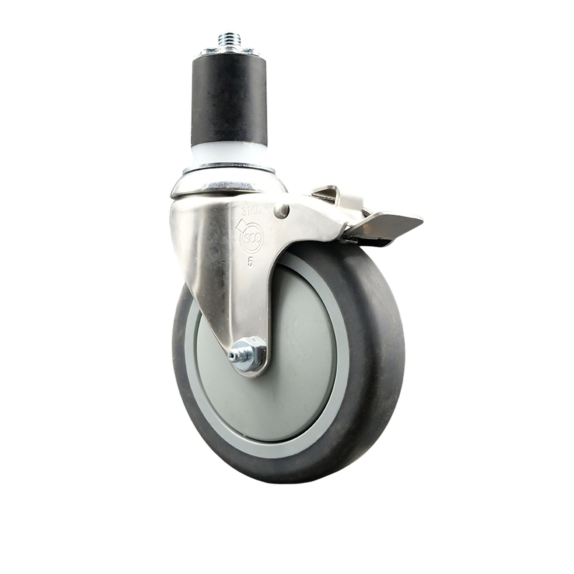 Service Caster, 5Inch x 1 1/4Inch Stem Caster, Wheel Diameter 5 in, Caster Type Swivel, Package (qty.) 1, Model SCC-SS316TTLEX20S514-TPRB-134