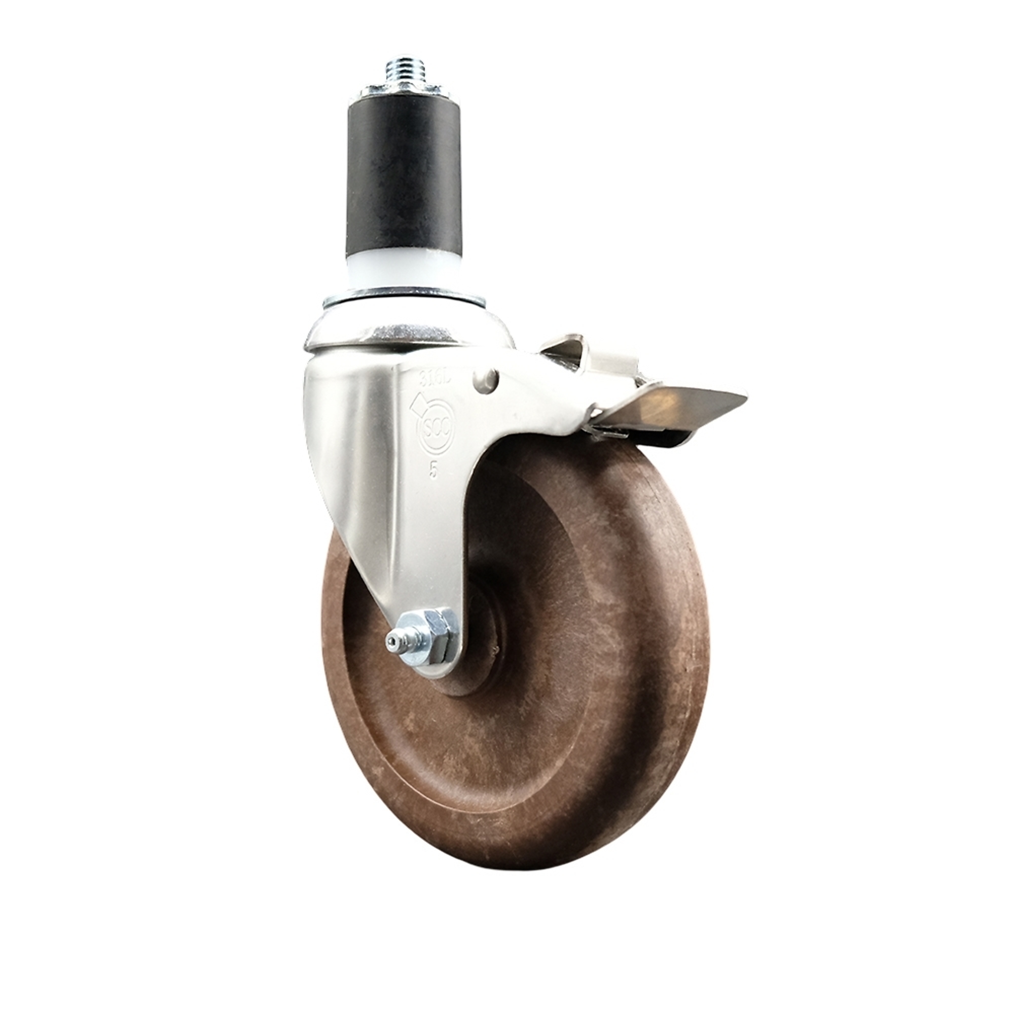 Service Caster, 5Inch x 1 1/4Inch Stem Caster, Wheel Diameter 5 in, Caster Type Swivel, Package (qty.) 1, Model SCC-SS316TTLEX20S514-GFNSHT-112