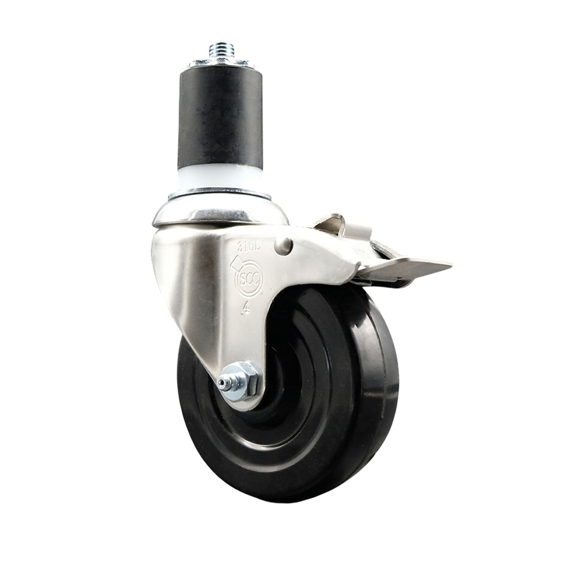 Service Caster, 4Inch x 1 1/4Inch Stem Caster, Wheel Diameter 4 in, Caster Type Swivel, Package (qty.) 1, Model SCC-SS316TTLEX20S414-SRS-134