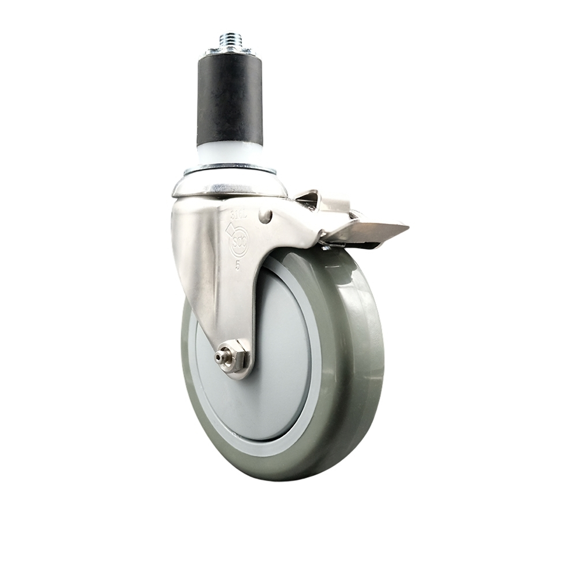 Service Caster, 5Inch x 1 1/4Inch Stem Caster, Wheel Diameter 5 in, Caster Type Swivel, Package (qty.) 1, Model SCC-SS316TTLEX20S514-PPUB-158