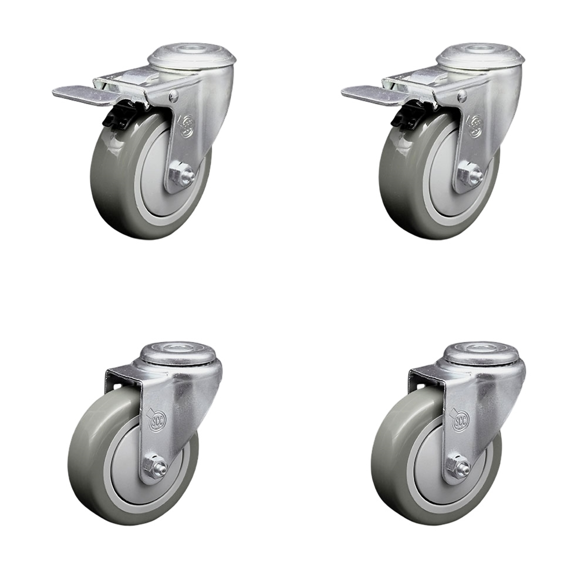 Service Caster, 4Inch x 1 1/4Inch Stem Casters, Wheel Diameter 4 in, Caster Type Swivel, Package (qty.) 4, Model SCC-SSBHTTL20S414-PPUB-2-S-2