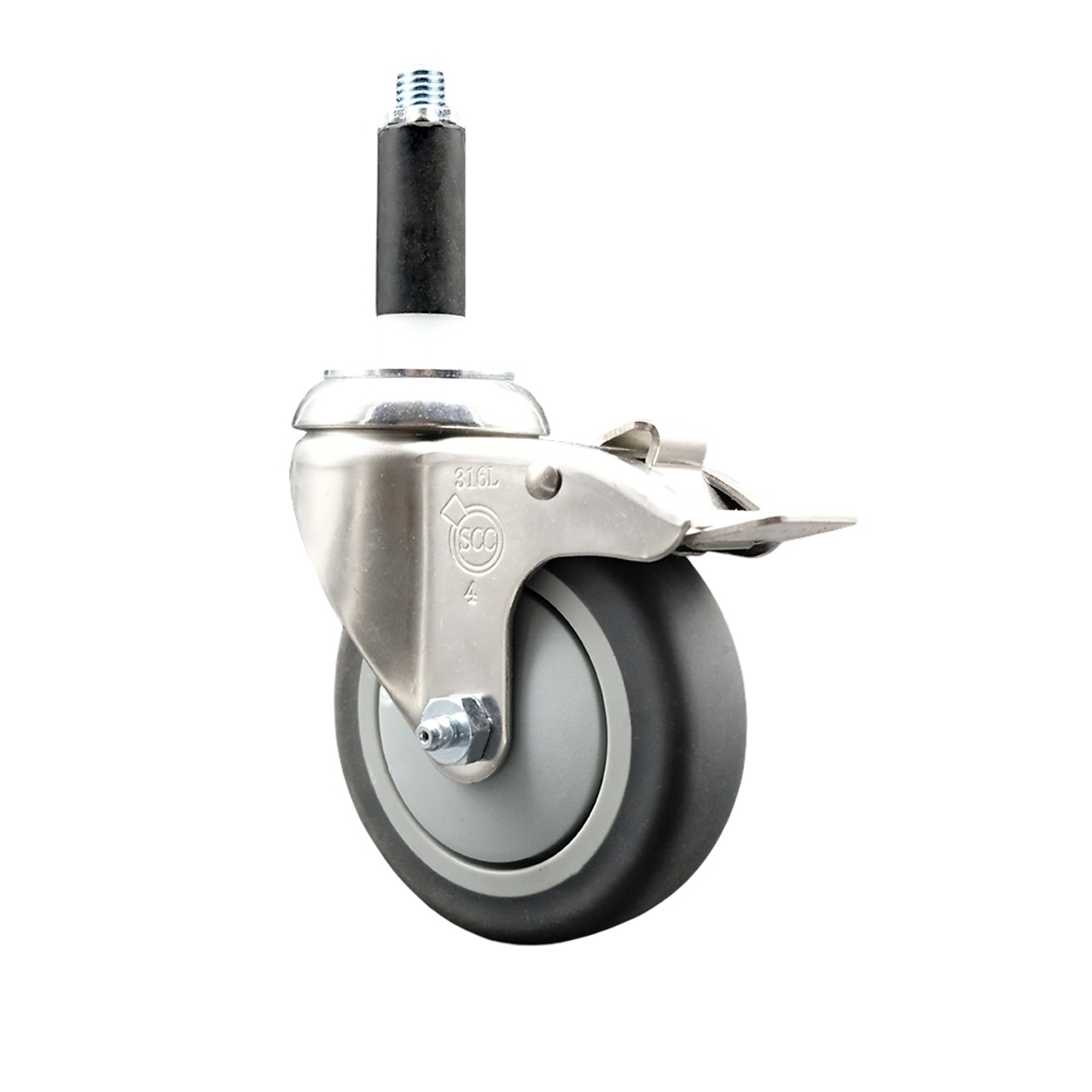 Service Caster, 4Inch x 1 1/4Inch Stem Caster, Wheel Diameter 4 in, Caster Type Swivel, Package (qty.) 1, Model SCC-SS316TTLEX20S414-TPRB-34