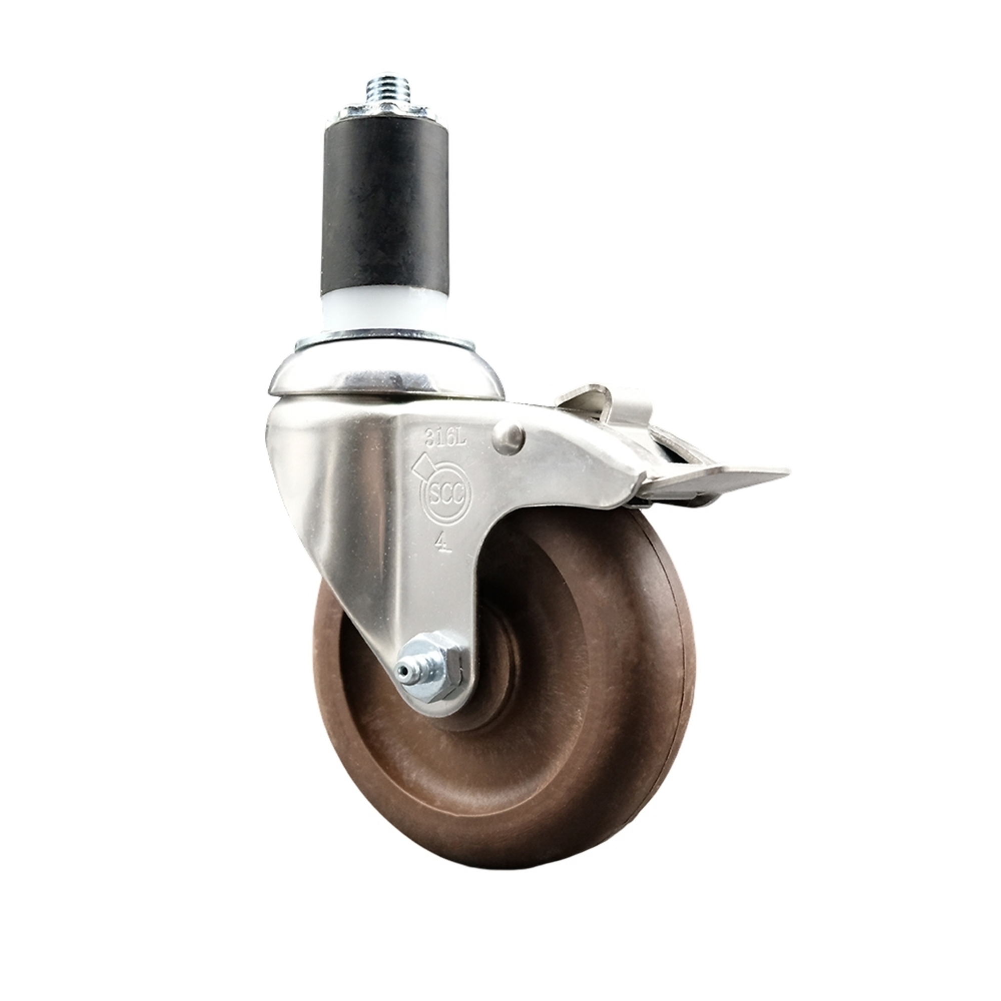 Service Caster, 4Inch x 1 1/4Inch Stem Caster, Wheel Diameter 4 in, Caster Type Swivel, Package (qty.) 1, Model SCC-SS316TTLEX20S414-GFNSHT-158