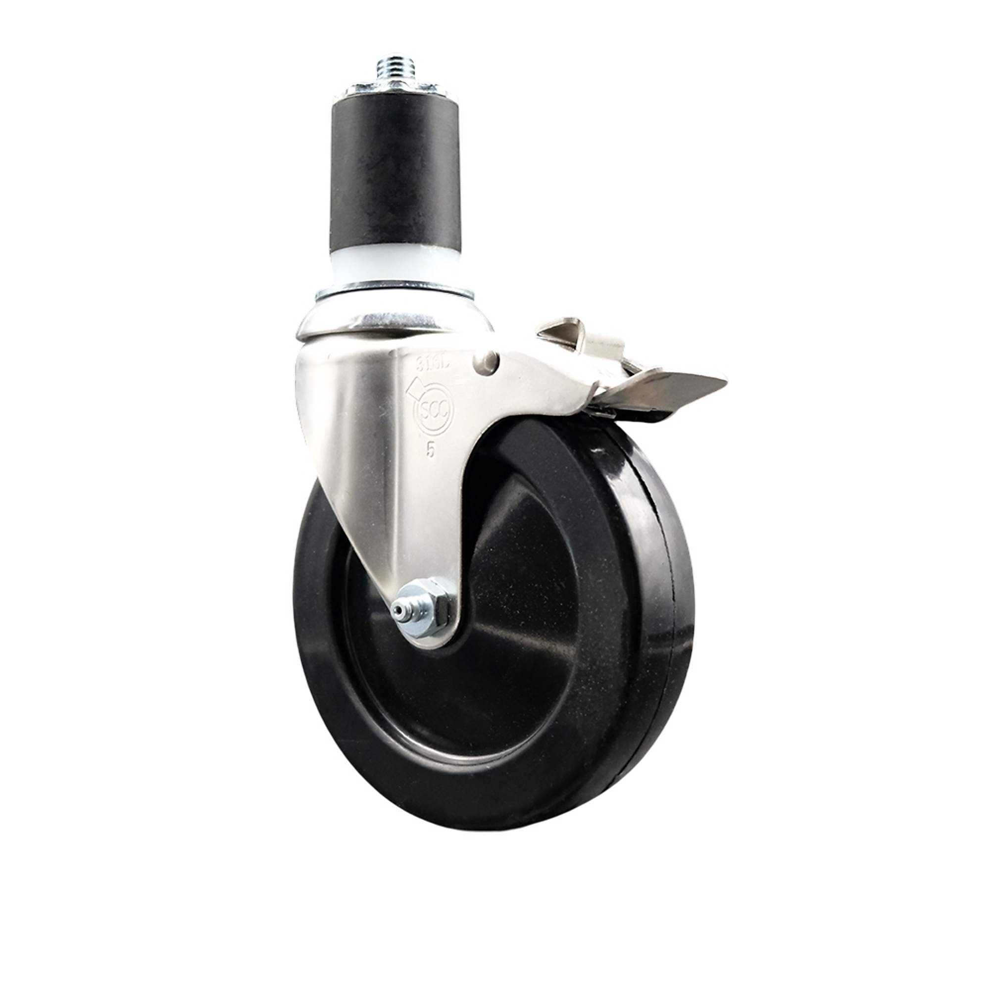 Service Caster, 5Inch x 1 1/4Inch Stem Caster, Wheel Diameter 5 in, Caster Type Swivel, Package (qty.) 1, Model SCC-SS316TTLEX20S514-SRS-134