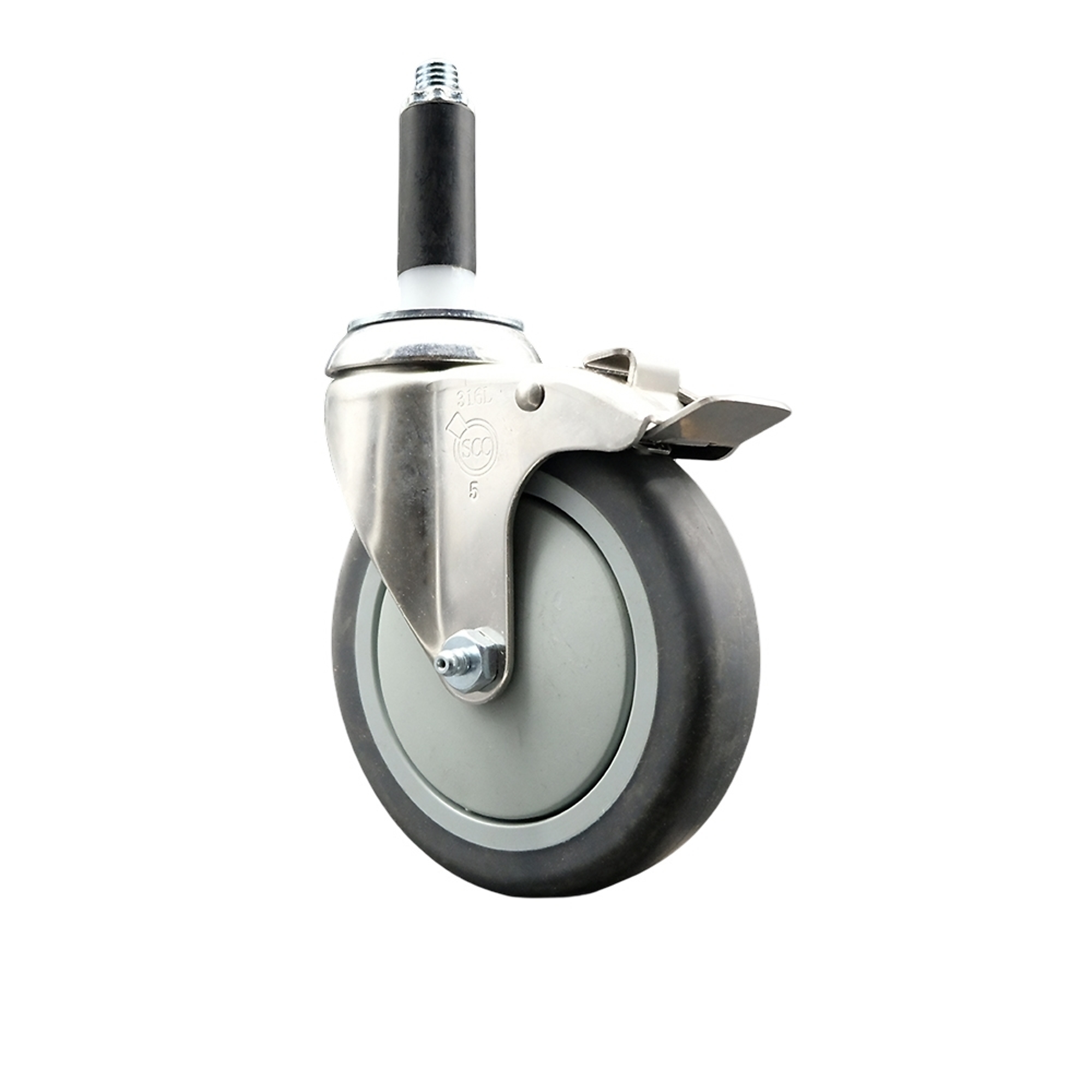 Service Caster, 5Inch x 1 1/4Inch Stem Caster, Wheel Diameter 5 in, Caster Type Swivel, Package (qty.) 1, Model SCC-SS316TTLEX20S514-TPRB-34