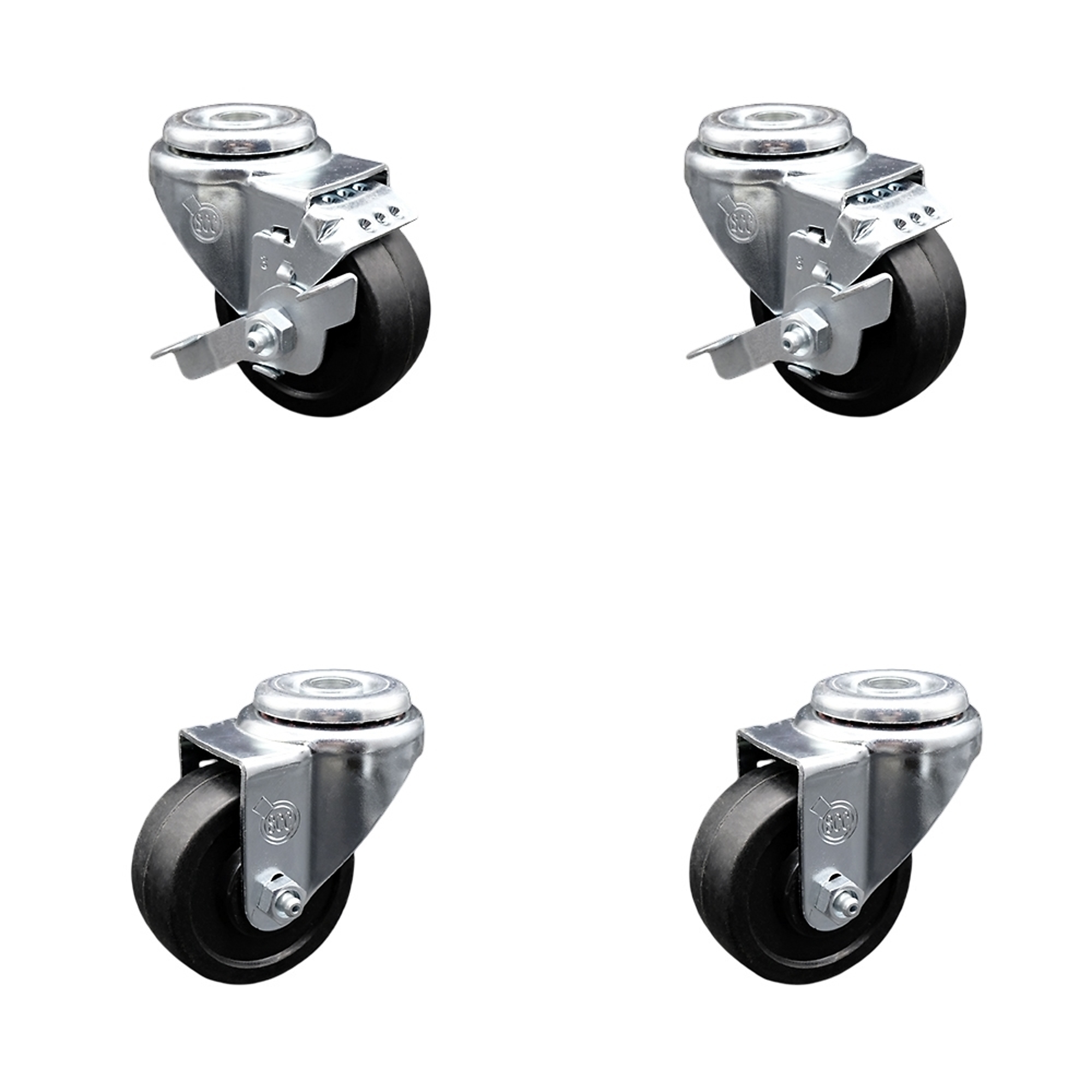 Service Caster, 3 1/2Inch x 1 1/4Inch Stem Casters, Wheel Diameter 3.5 in, Caster Type Swivel, Package (qty.) 4, Model SCC-SSBH20S3514-SRS-2-TLB-2