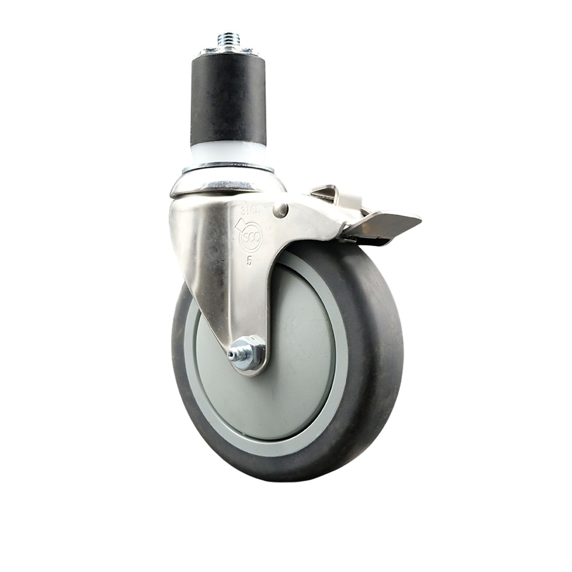 Service Caster, 5Inch x 1 1/4Inch Stem Caster, Wheel Diameter 5 in, Caster Type Swivel, Package (qty.) 1, Model SCC-SS316TTLEX20S514-TPRB-178