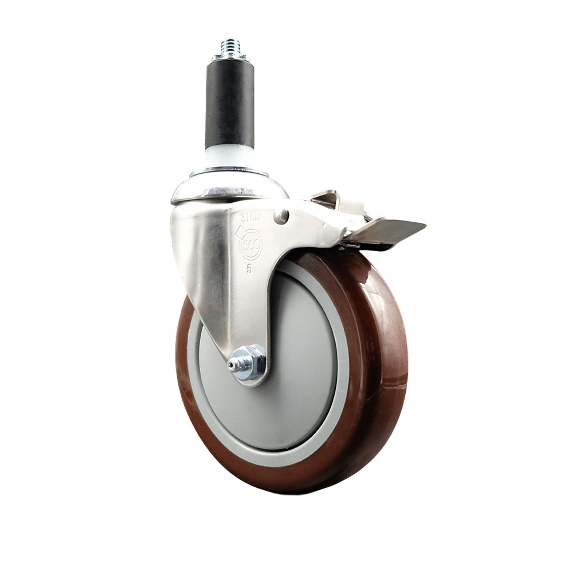 Service Caster, 5Inch x 1 1/4Inch Stem Caster, Wheel Diameter 5 in, Caster Type Swivel, Package (qty.) 1, Model SCC-SS316TTLEX20S514-PPUB-MRN-138