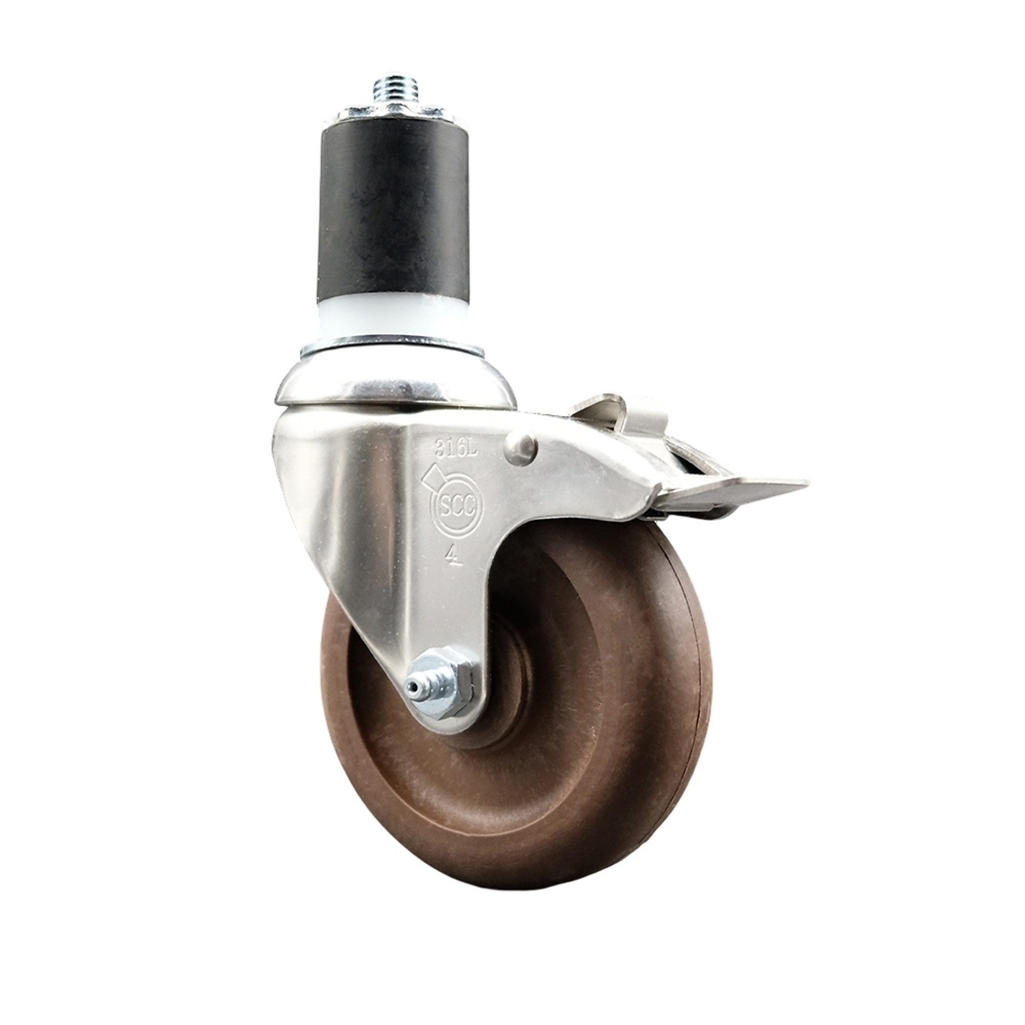 Service Caster, 4Inch x 1 1/4Inch Stem Caster, Wheel Diameter 4 in, Caster Type Swivel, Package (qty.) 1, Model SCC-SS316TTLEX20S414-GFNSHT-134