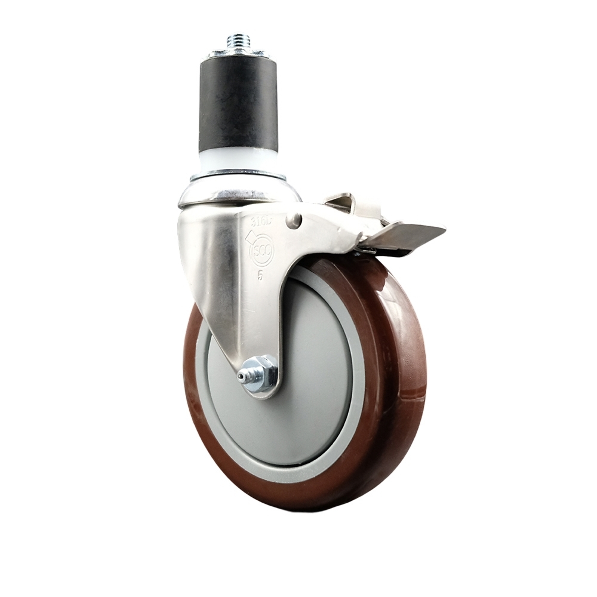 Service Caster, 5Inch x 1 1/4Inch Stem Caster, Wheel Diameter 5 in, Caster Type Swivel, Package (qty.) 1, Model SCC-SS316TTLEX20S514-PPUB-MRN-134