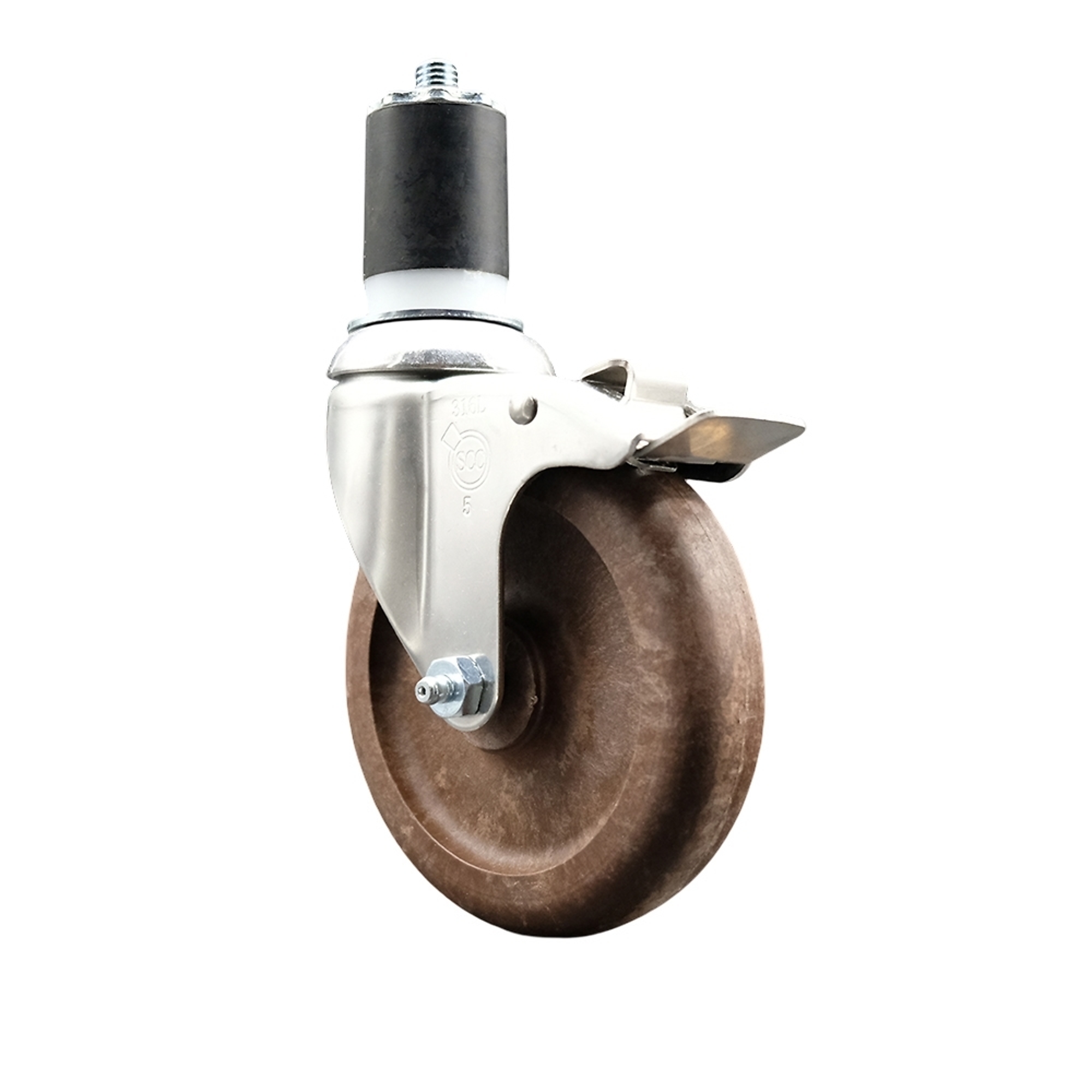 Service Caster, 5Inch x 1 1/4Inch Stem Caster, Wheel Diameter 5 in, Caster Type Swivel, Package (qty.) 1, Model SCC-SS316TTLEX20S514-GFNSHT-178