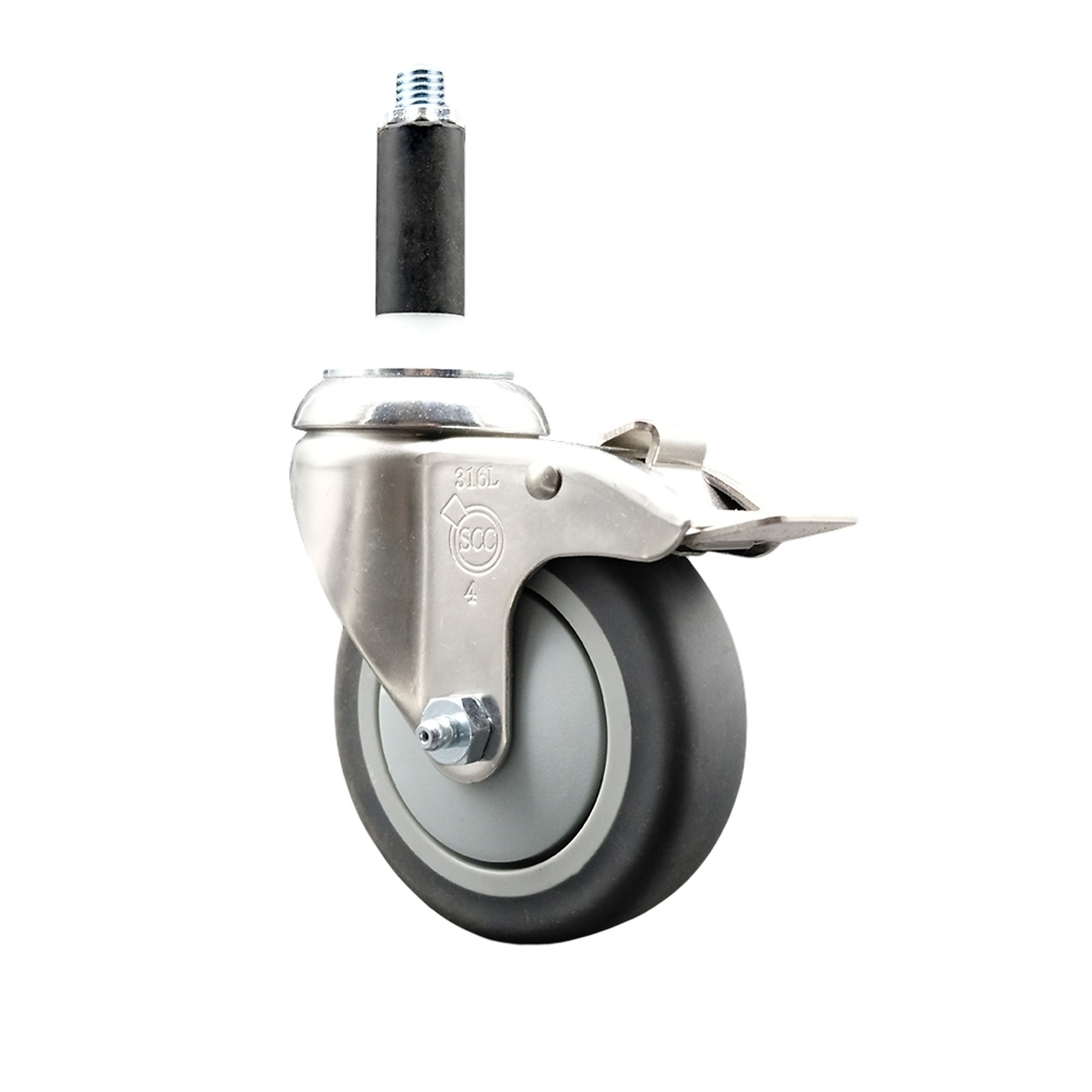 Service Caster, 4Inch x 1 1/4Inch Stem Caster, Wheel Diameter 4 in, Caster Type Swivel, Package (qty.) 1, Model SCC-SS316TTLEX20S414-TPRB-78