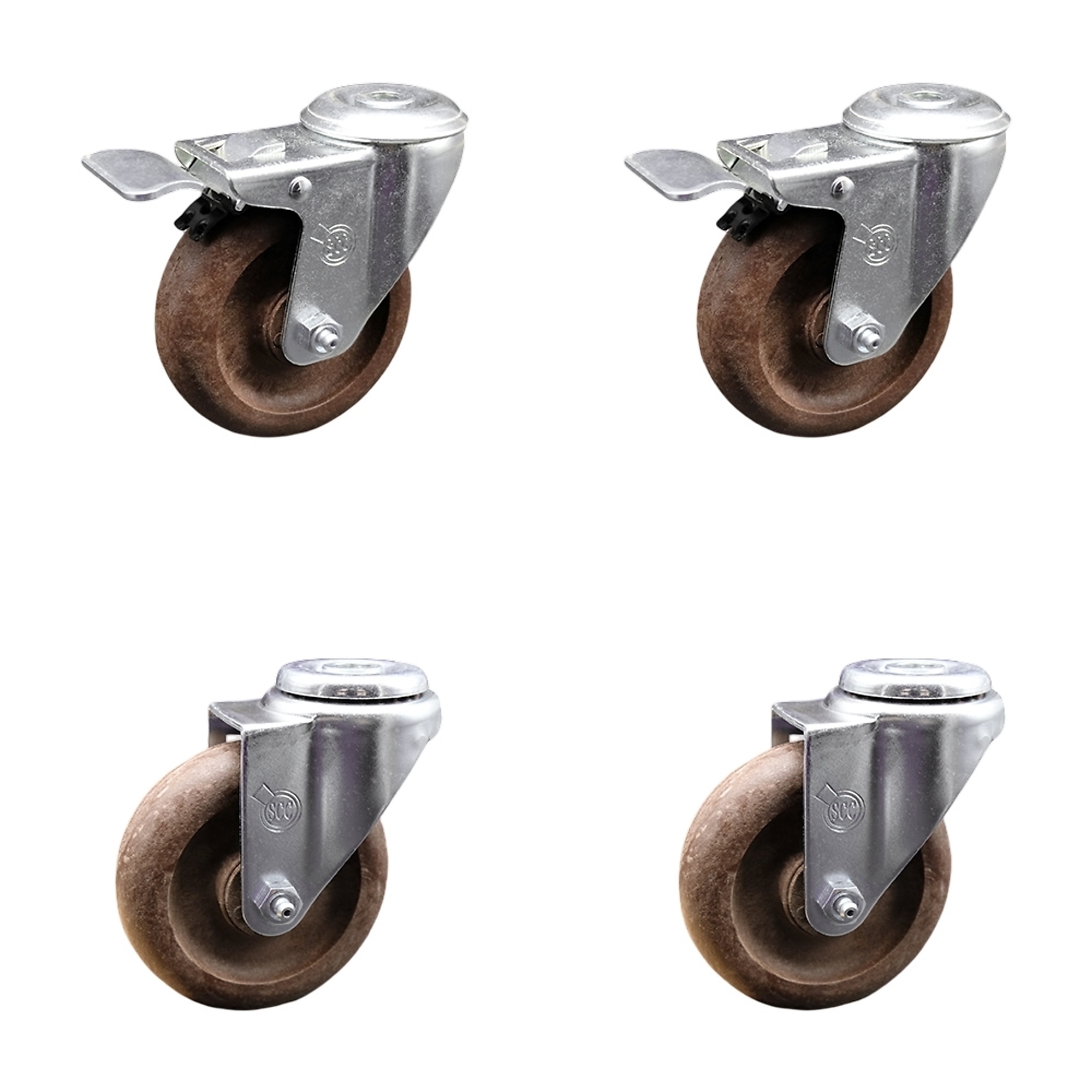 Service Caster, 4Inch x 1 1/4Inch Stem Casters, Wheel Diameter 4 in, Caster Type Swivel, Package (qty.) 4, Model SCC-SSBHTTL20S414-GFNSHT-2-S-2