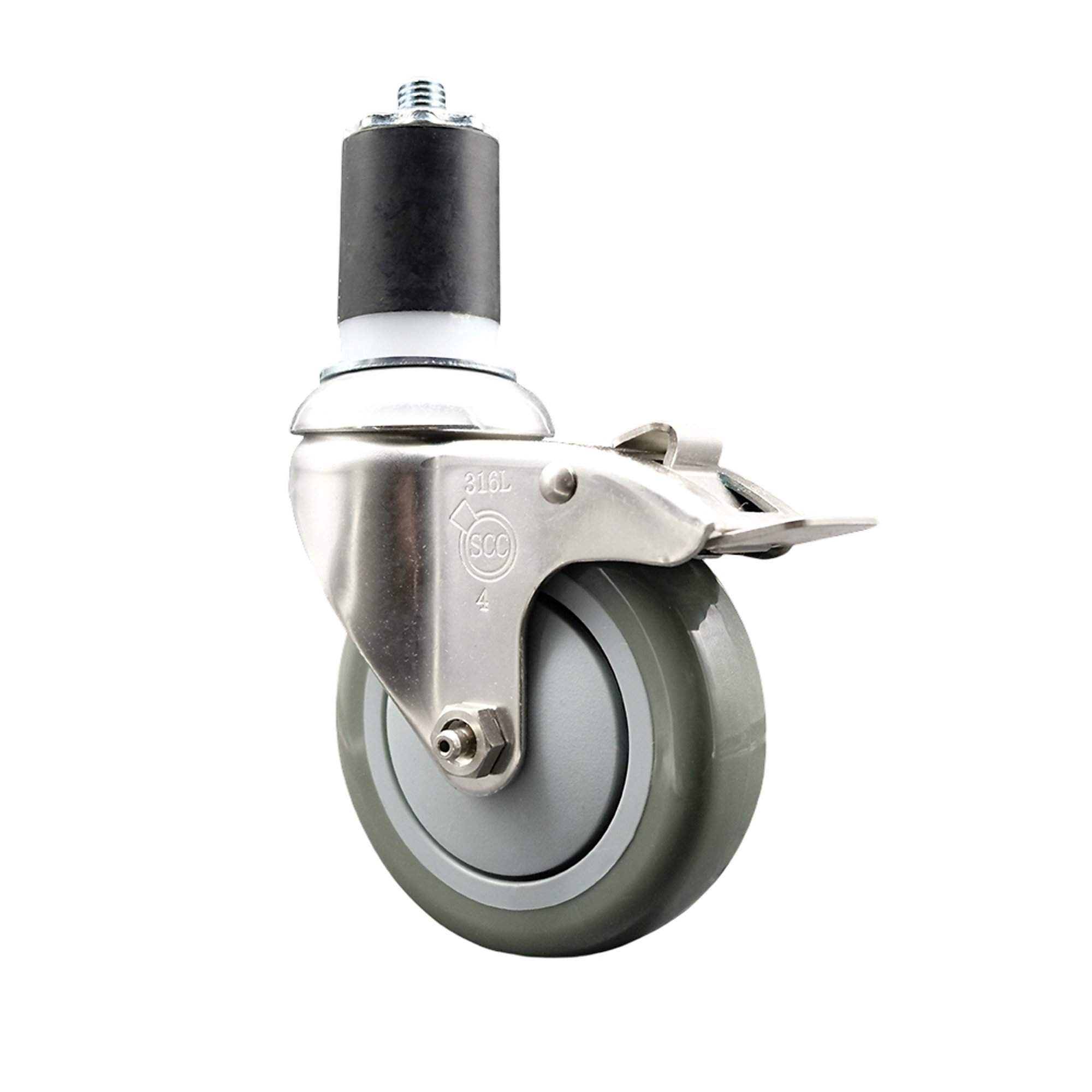 Service Caster, 4Inch x 1 1/4Inch Stem Caster, Wheel Diameter 4 in, Caster Type Swivel, Package (qty.) 1, Model SCC-SS316TTLEX20S414-PPUB-178