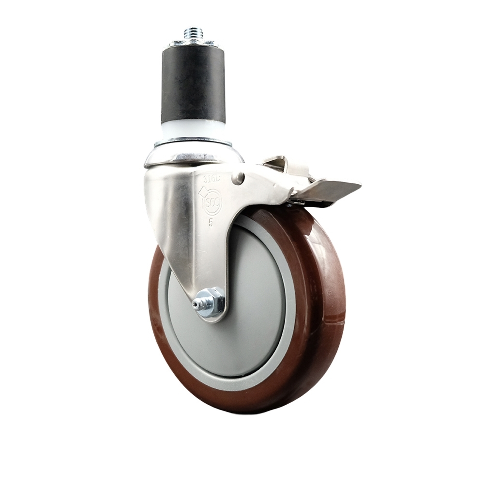 Service Caster, 5Inch x 1 1/4Inch Stem Caster, Wheel Diameter 5 in, Caster Type Swivel, Package (qty.) 1, Model SCC-SS316TTLEX20S514-PPUB-MRN-178