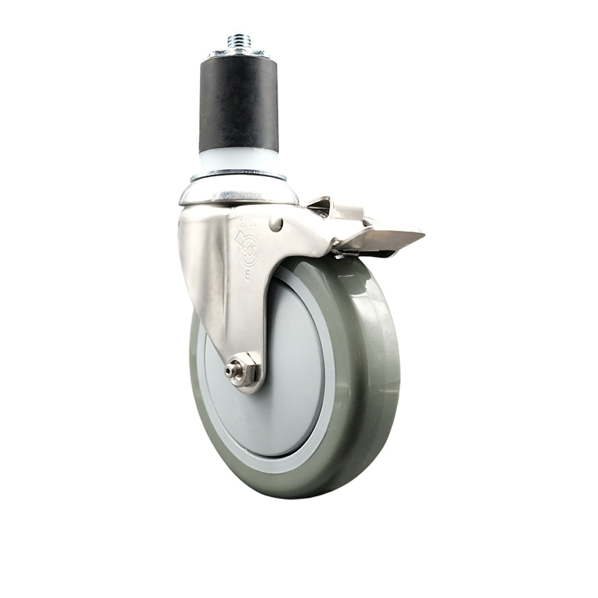 Service Caster, 5Inch x 1 1/4Inch Stem Caster, Wheel Diameter 5 in, Caster Type Swivel, Package (qty.) 1, Model SCC-SS316TTLEX20S514-PPUB-134