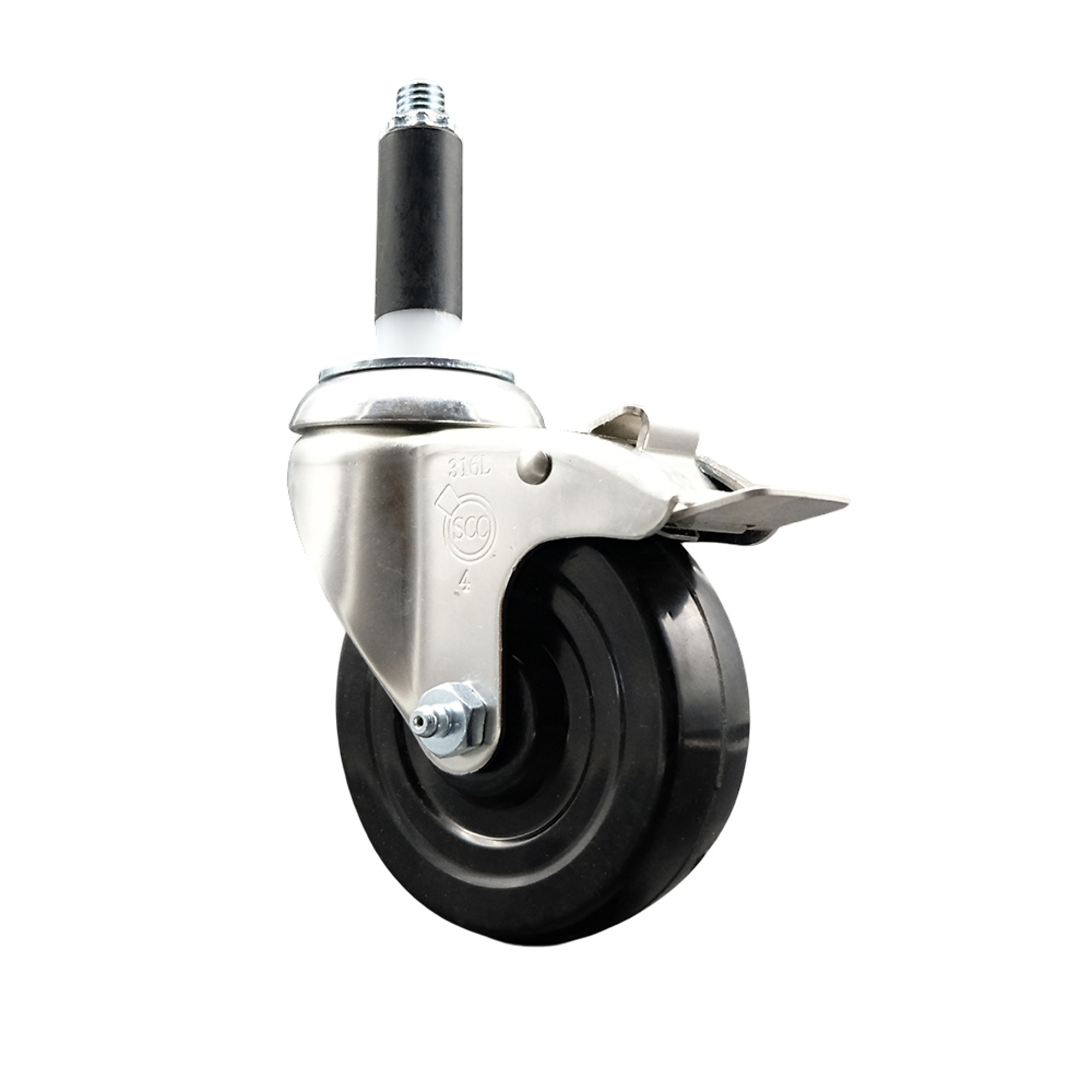 Service Caster, 4Inch x 1 1/4Inch Stem Caster, Wheel Diameter 4 in, Caster Type Swivel, Package (qty.) 1, Model SCC-SS316TTLEX20S414-SRS-34