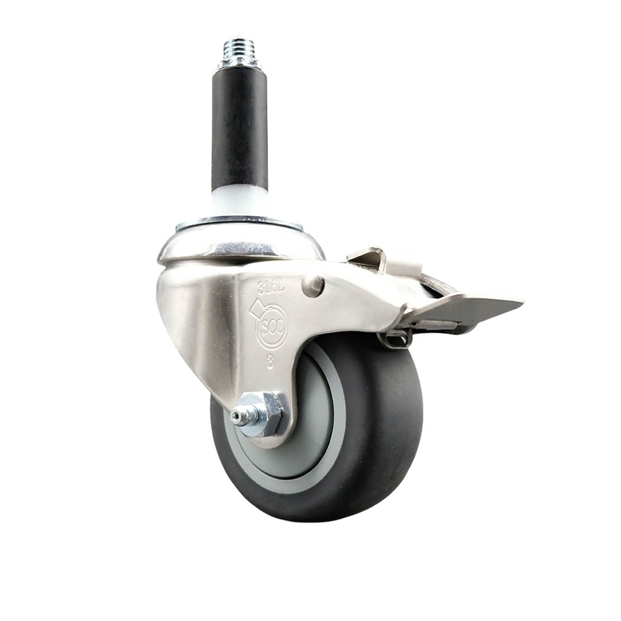 Service Caster, 3 1/2Inch x 1 1/4Inch Stem Caster, Wheel Diameter 3.5 in, Caster Type Swivel, Package (qty.) 1, Model SCC-SS316TTLEX20S3514-TPRB-78