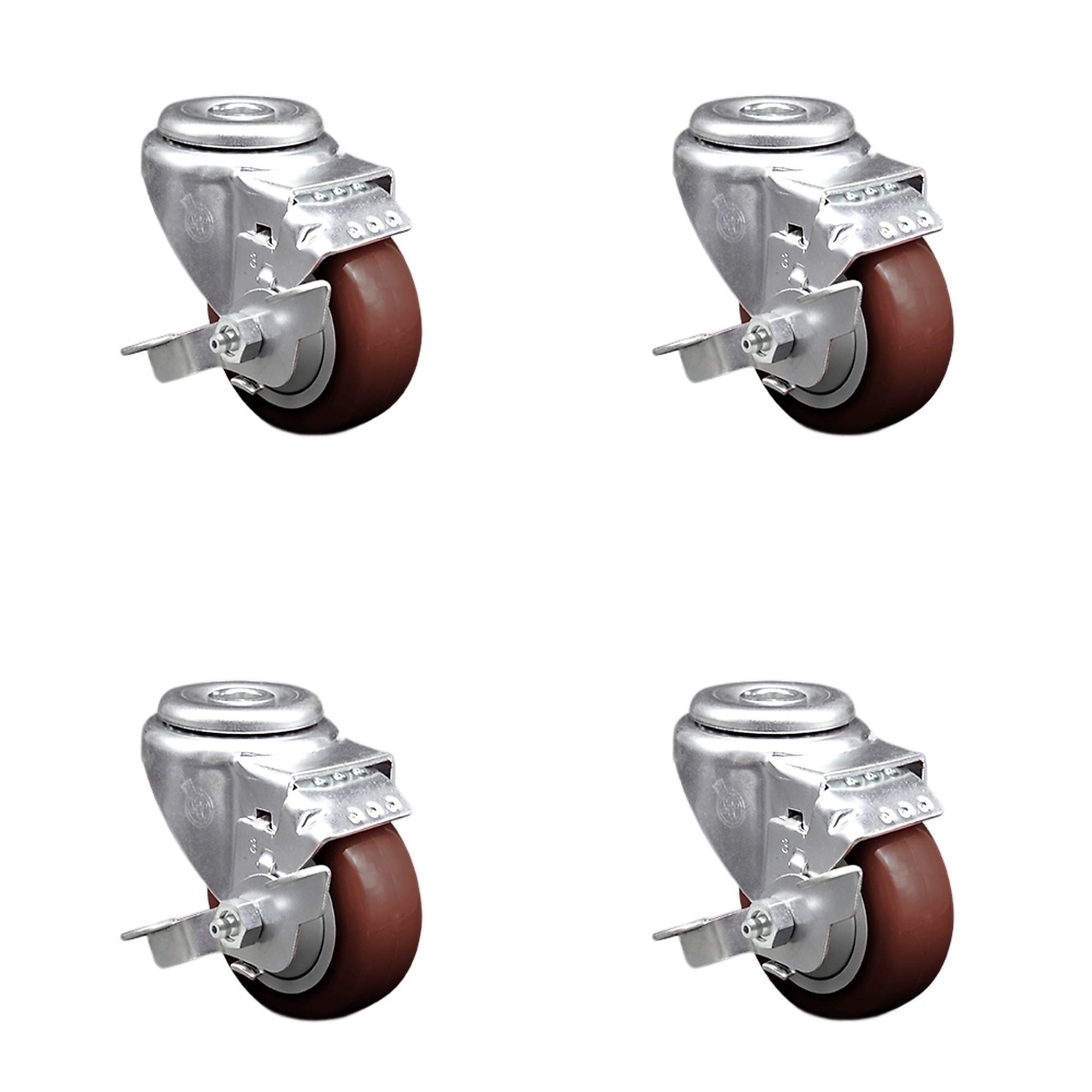 Service Caster, 3 1/2Inch x 1 1/4Inch Stem Casters, Wheel Diameter 3.5 in, Caster Type Swivel, Package (qty.) 4, Model SCC-SSBH20S3514-PPUB-MRN-TLB-4