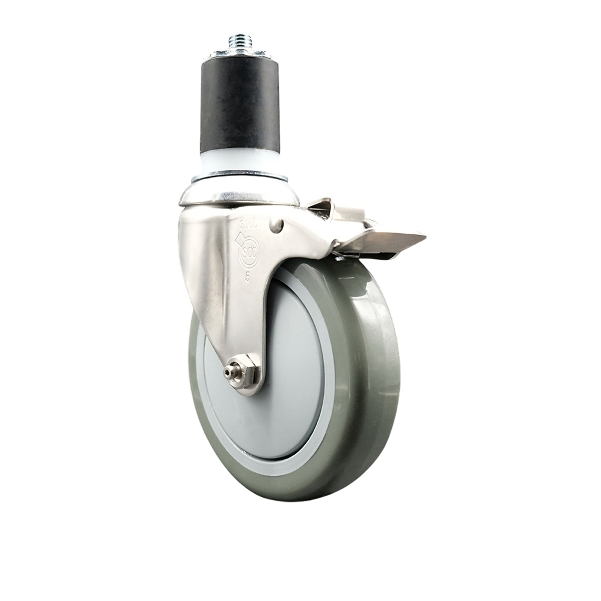 Service Caster, 5Inch x 1 1/4Inch Stem Caster, Wheel Diameter 5 in, Caster Type Swivel, Package (qty.) 1, Model SCC-SS316TTLEX20S514-PPUB-178