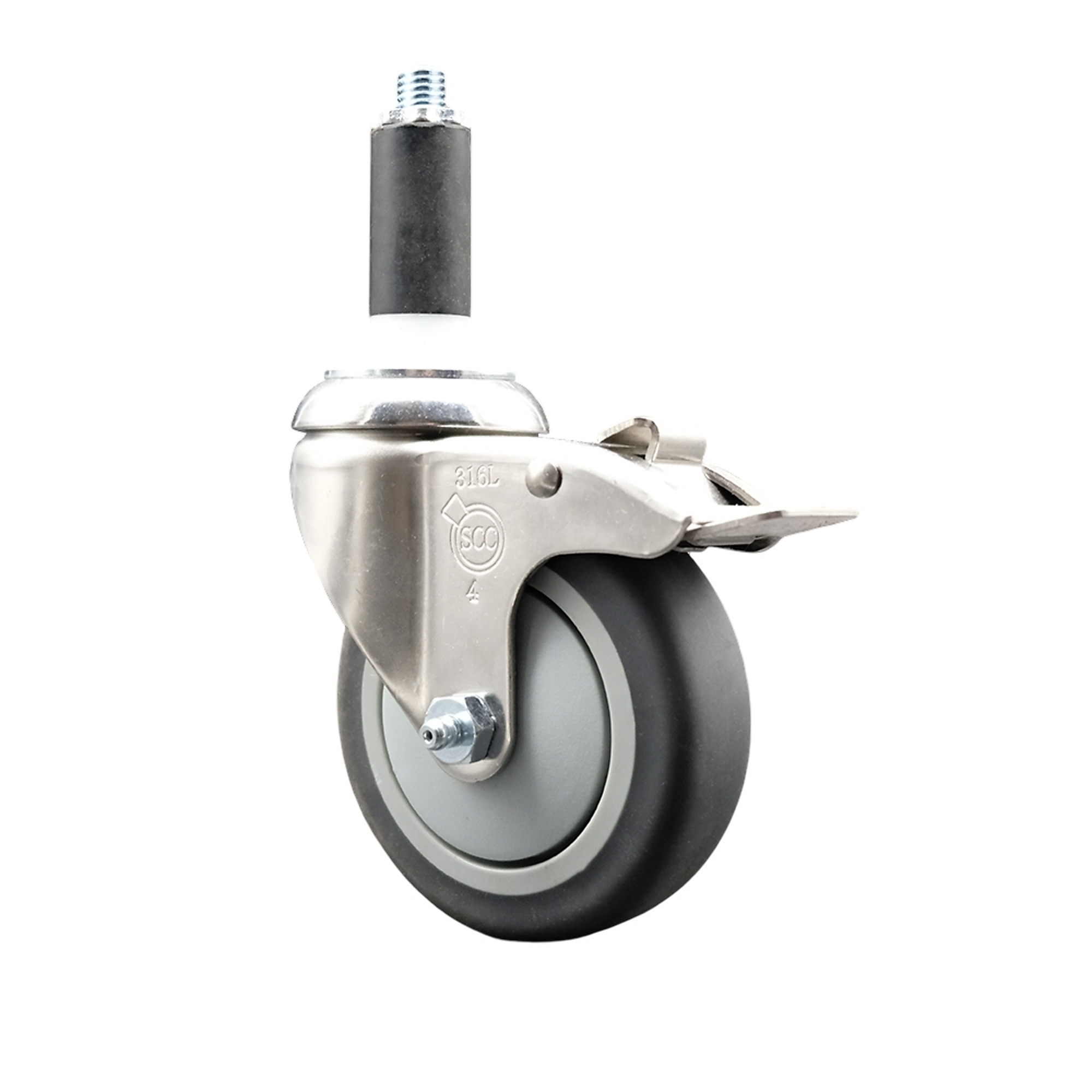 Service Caster, 4Inch x 1 1/4Inch Stem Caster, Wheel Diameter 4 in, Caster Type Swivel, Package (qty.) 1, Model SCC-SS316TTLEX20S414-TPRB-1