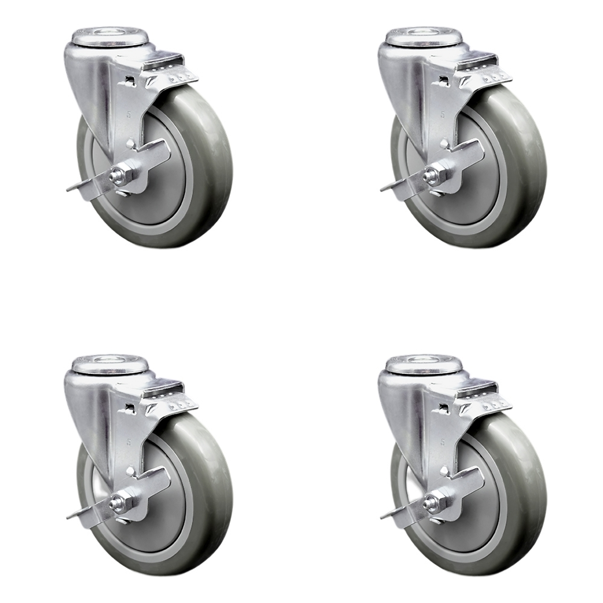 Service Caster, 5Inch x 1 1/4Inch Stem Casters, Wheel Diameter 5 in, Caster Type Swivel, Package (qty.) 4, Model SCC-SSBH20S514-PPUB-TLB-4