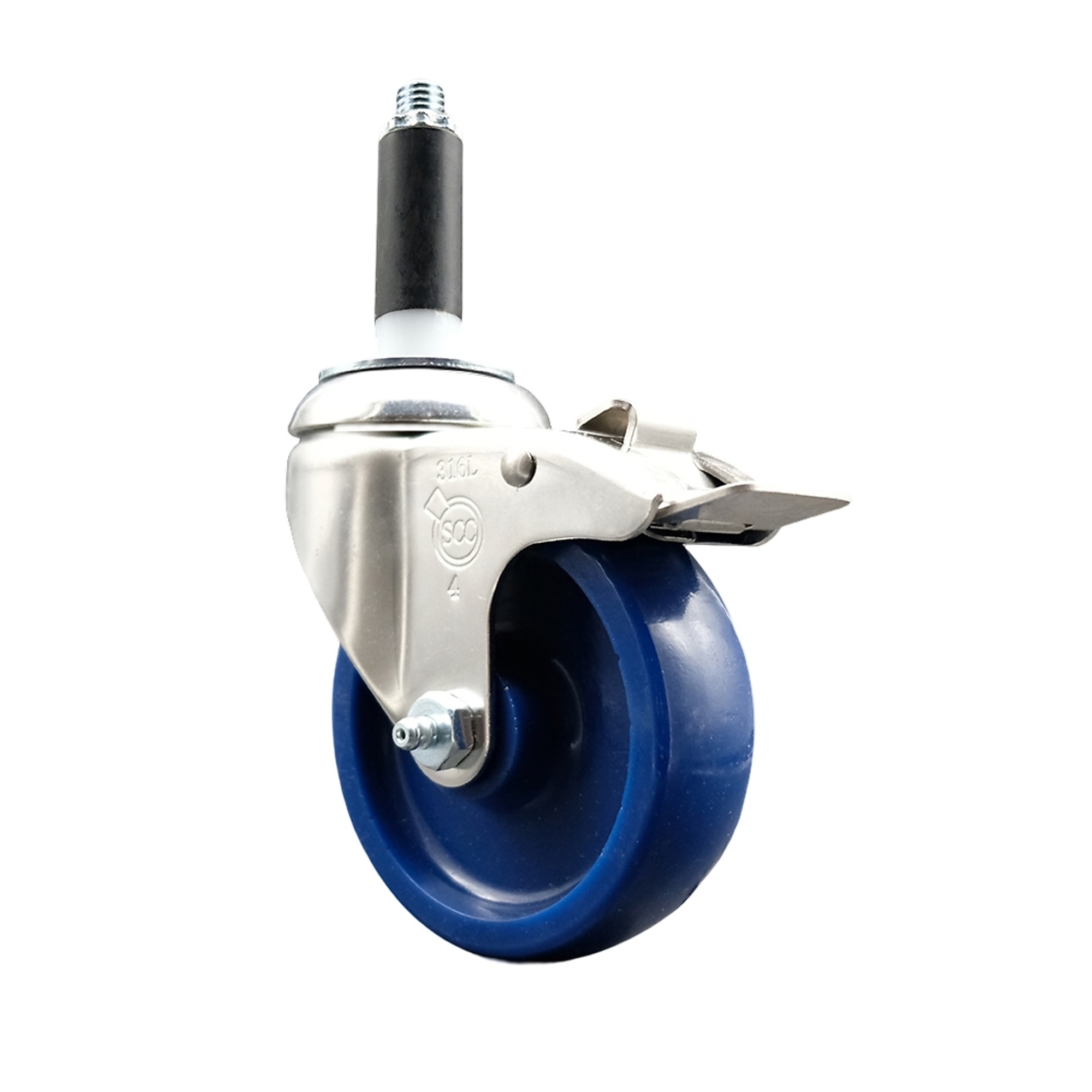 Service Caster, 4Inch x 1 1/4Inch Stem Caster, Wheel Diameter 4 in, Caster Type Swivel, Package (qty.) 1, Model SCC-SS316TTLEX20S414-SPUS-34