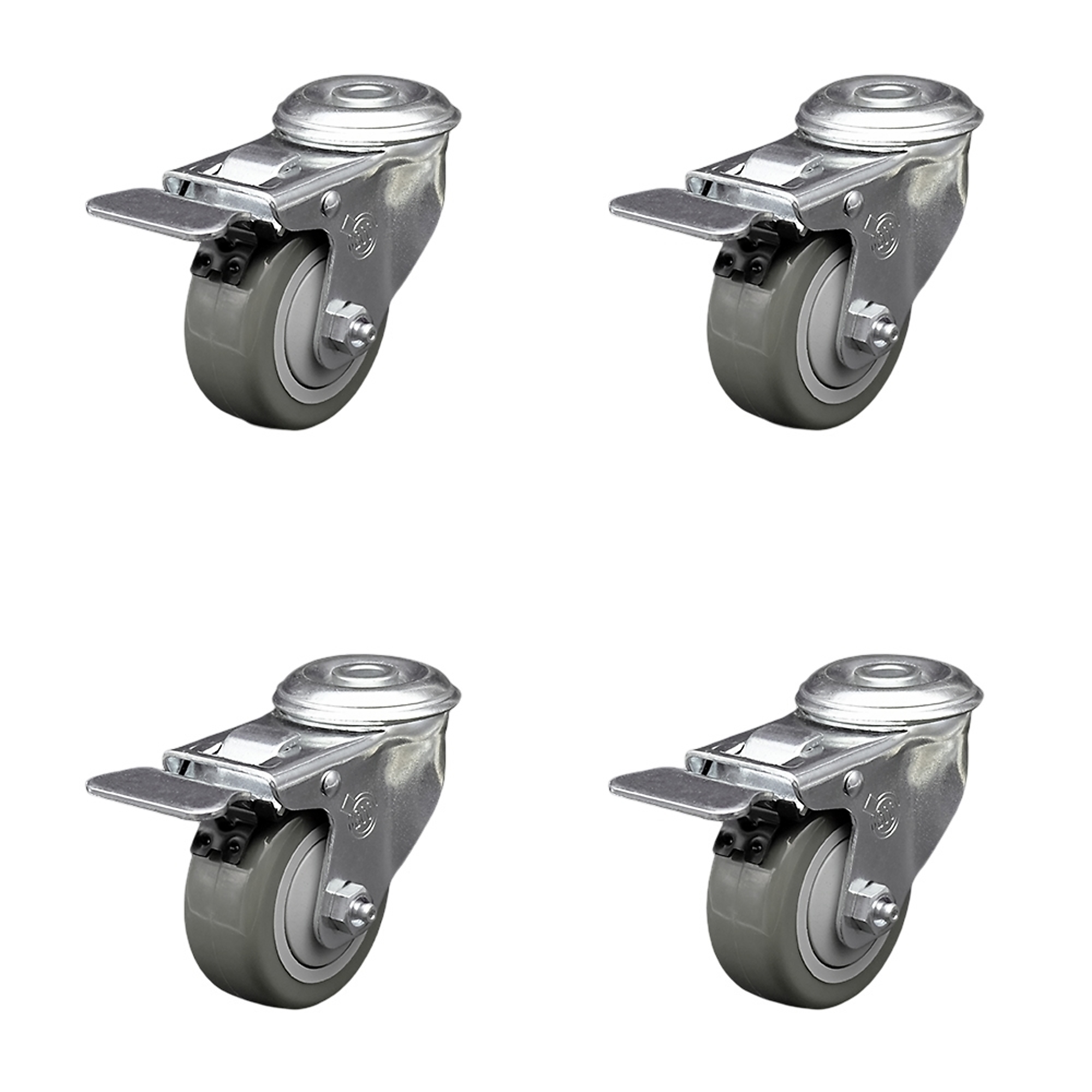 Service Caster, 3Inch x 1 1/4Inch Stem Casters, Wheel Diameter 3 in, Caster Type Swivel, Package (qty.) 4, Model SCC-SSBHTTL20S314-PPUB-4