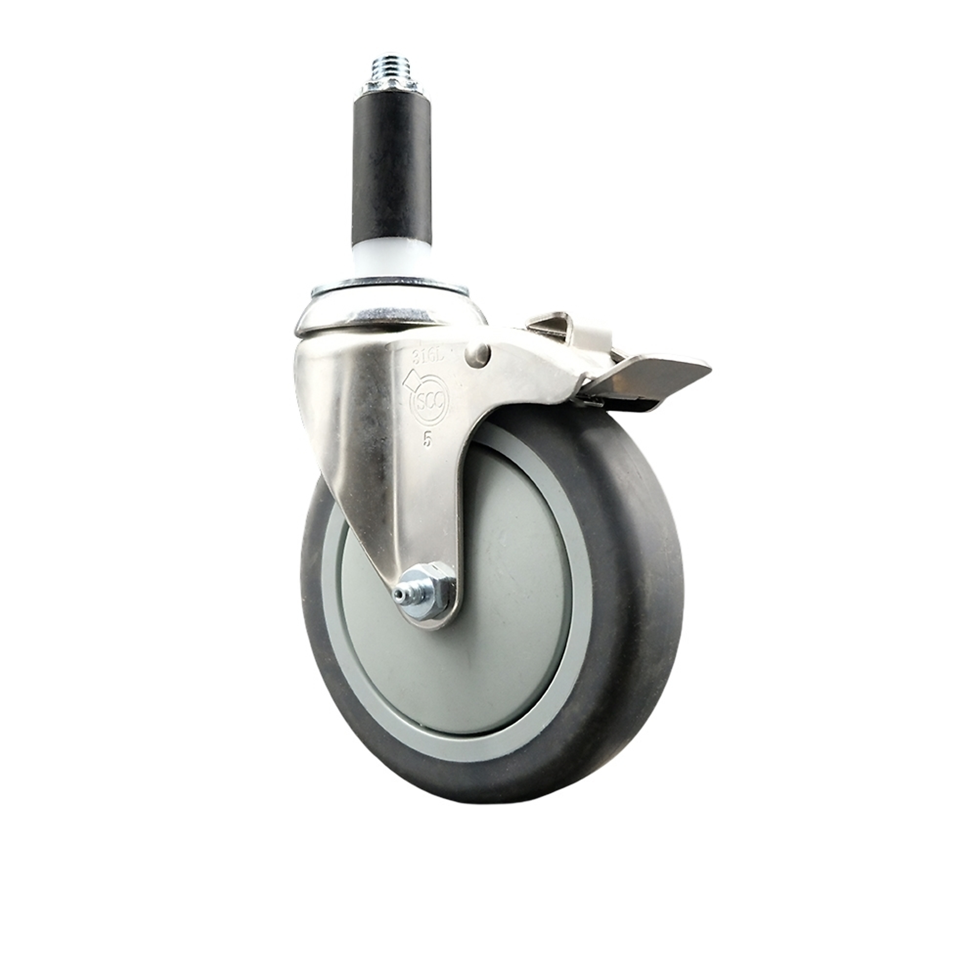 Service Caster, 5Inch x 1 1/4Inch Stem Caster, Wheel Diameter 5 in, Caster Type Swivel, Package (qty.) 1, Model SCC-SS316TTLEX20S514-TPRB-1