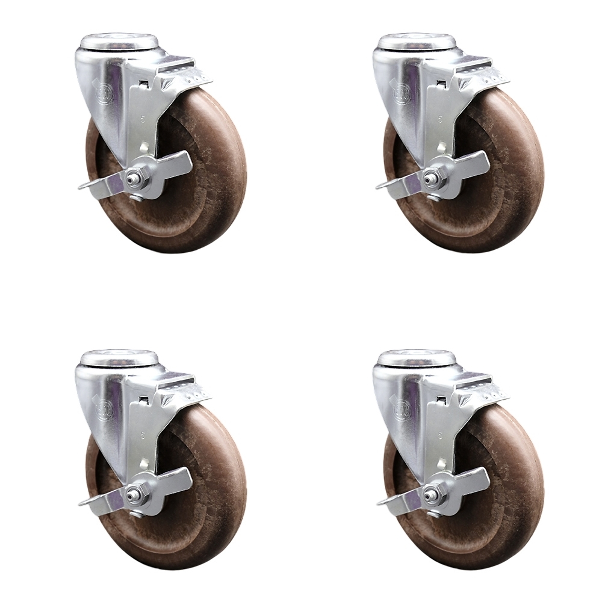 Service Caster, 5Inch x 1 1/4Inch Stem Casters, Wheel Diameter 5 in, Caster Type Swivel, Package (qty.) 4, Model SCC-SSBH20S514-GFNSHT-TLB-4