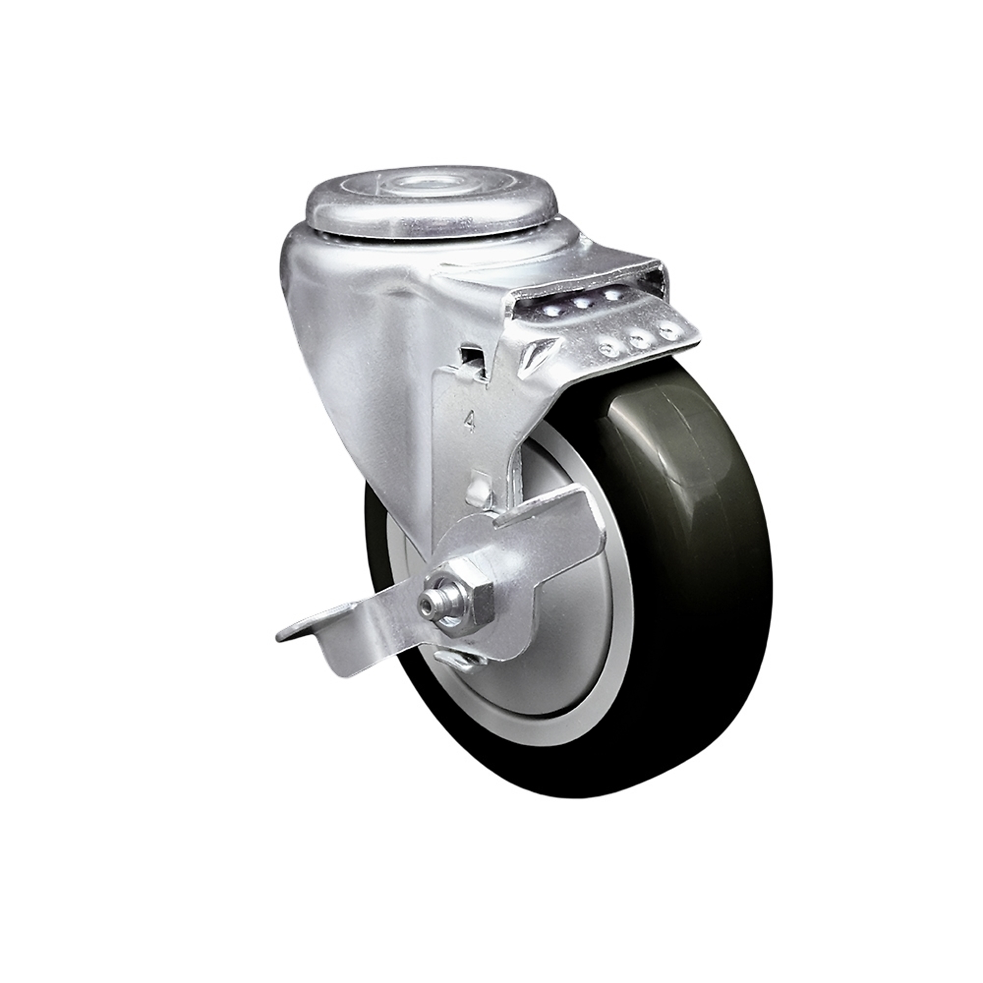 Service Caster, 4Inch x 1 1/4Inch Stem Caster, Wheel Diameter 4 in, Caster Type Swivel, Package (qty.) 1, Model SCC-SSBH20S414-PPUB-BLK-TLB