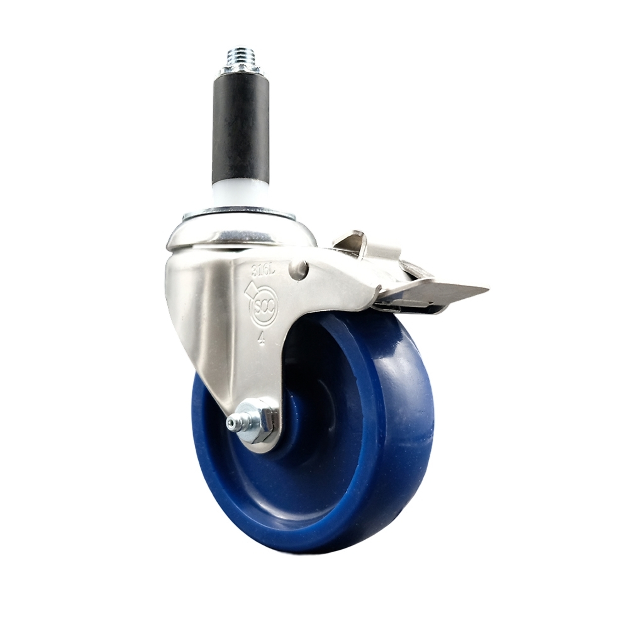 Service Caster, 4Inch x 1 1/4Inch Stem Caster, Wheel Diameter 4 in, Caster Type Swivel, Package (qty.) 1, Model SCC-SS316TTLEX20S414-SPUS-1