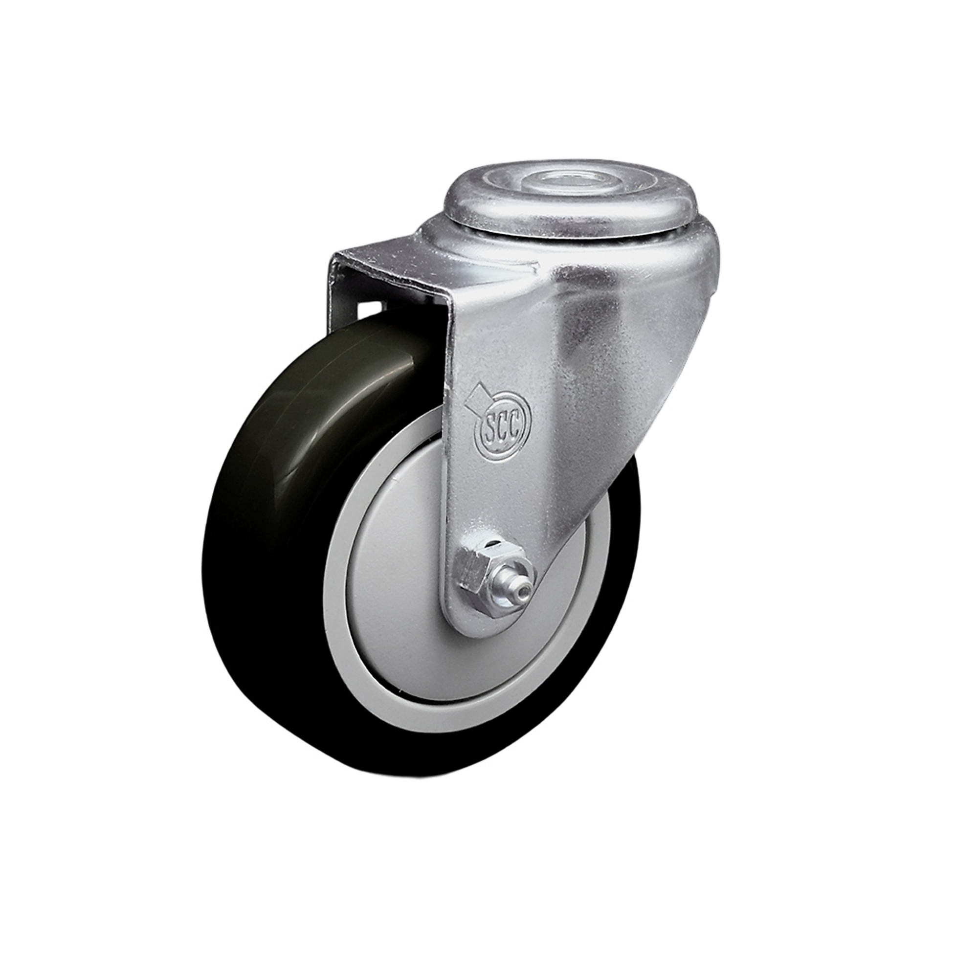 Service Caster, 4Inch x 1 1/4Inch Stem Caster, Wheel Diameter 4 in, Caster Type Swivel, Package (qty.) 1, Model SCC-SSBH20S414-PPUB-BLK