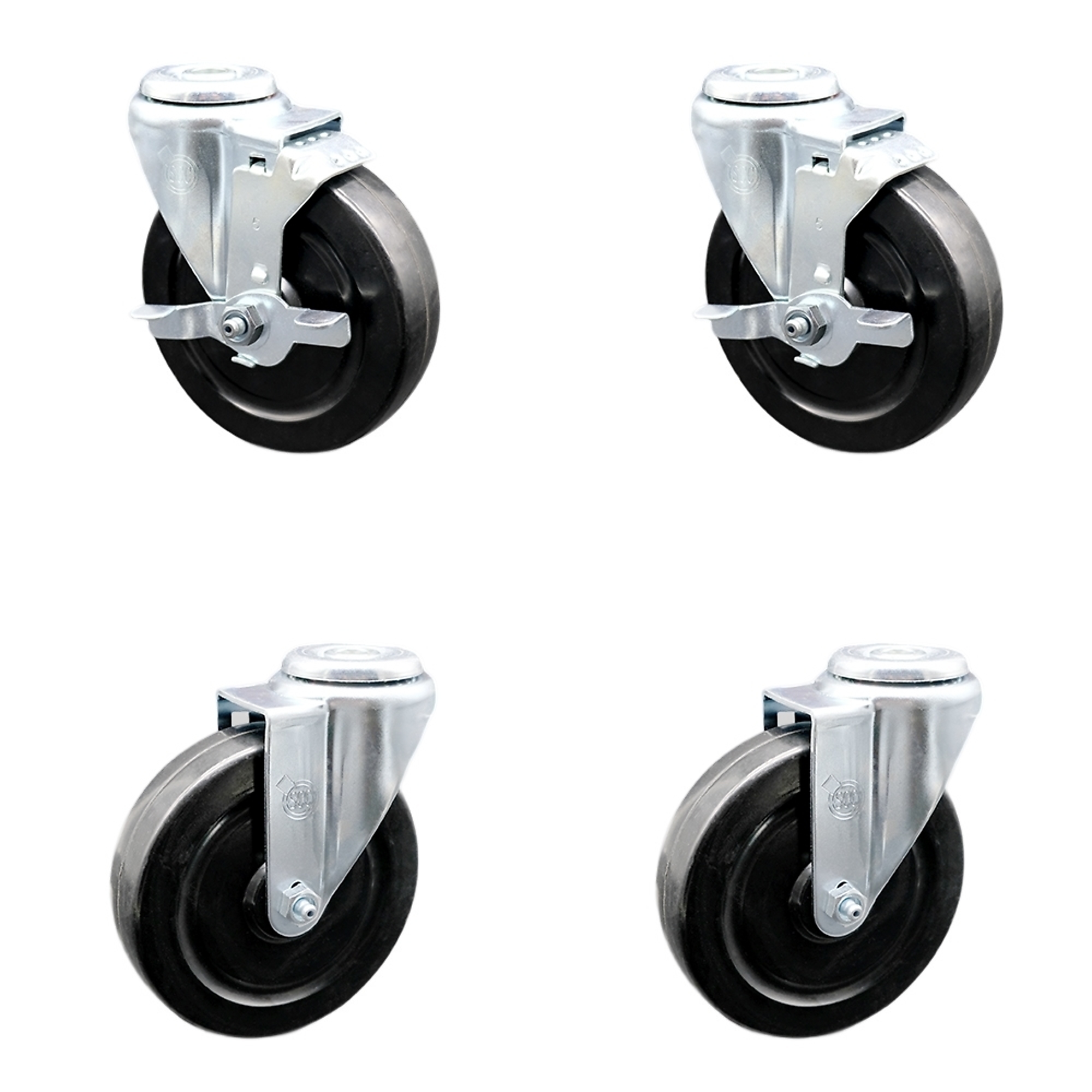 Service Caster, 5Inch x 1 1/4Inch Stem Casters, Wheel Diameter 5 in, Caster Type Swivel, Package (qty.) 4, Model SCC-SSBH20S514-HRS-2-TLB-2