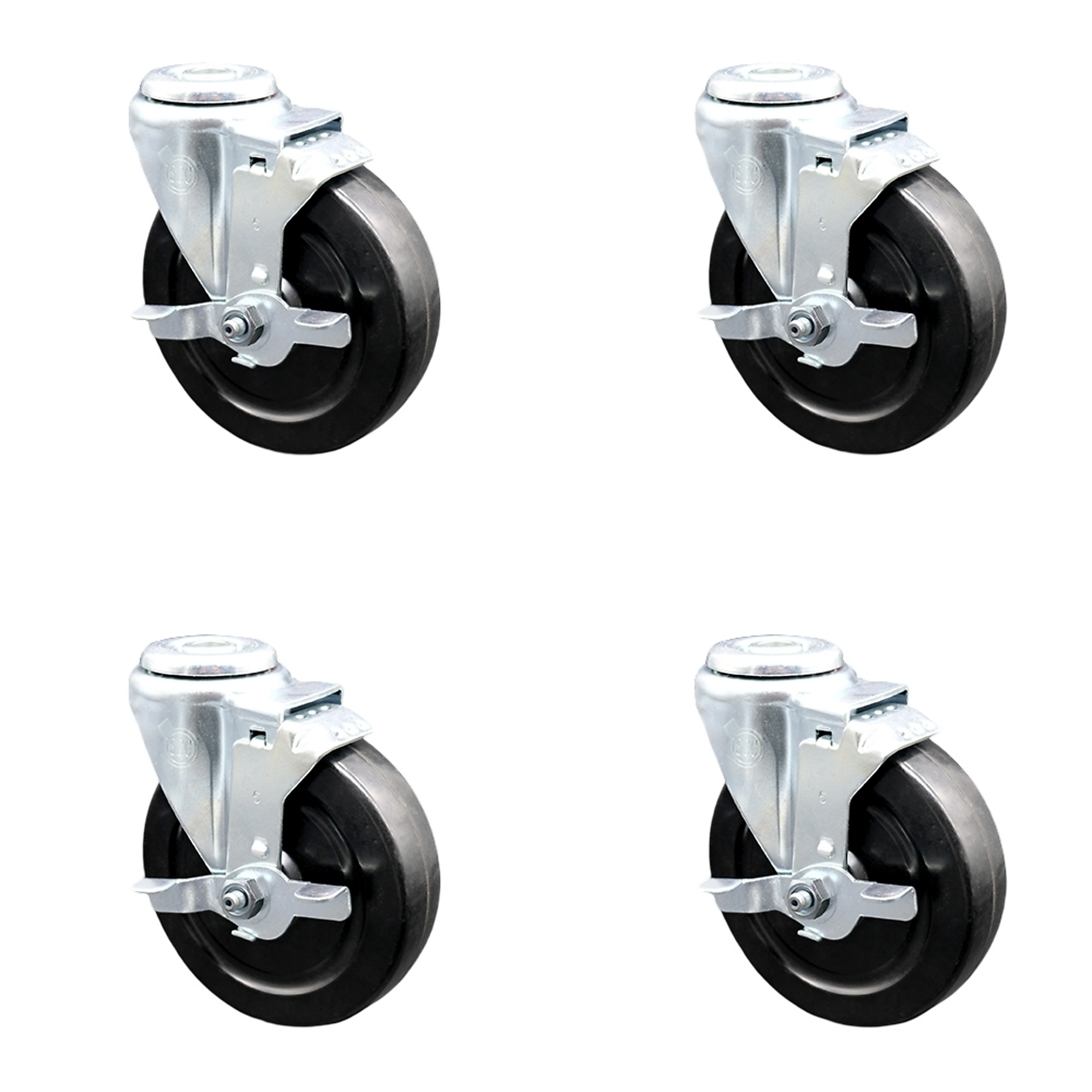 Service Caster, 5Inch x 1 1/4Inch Stem Casters, Wheel Diameter 5 in, Caster Type Swivel, Package (qty.) 4, Model SCC-SSBH20S514-HRS-TLB-4