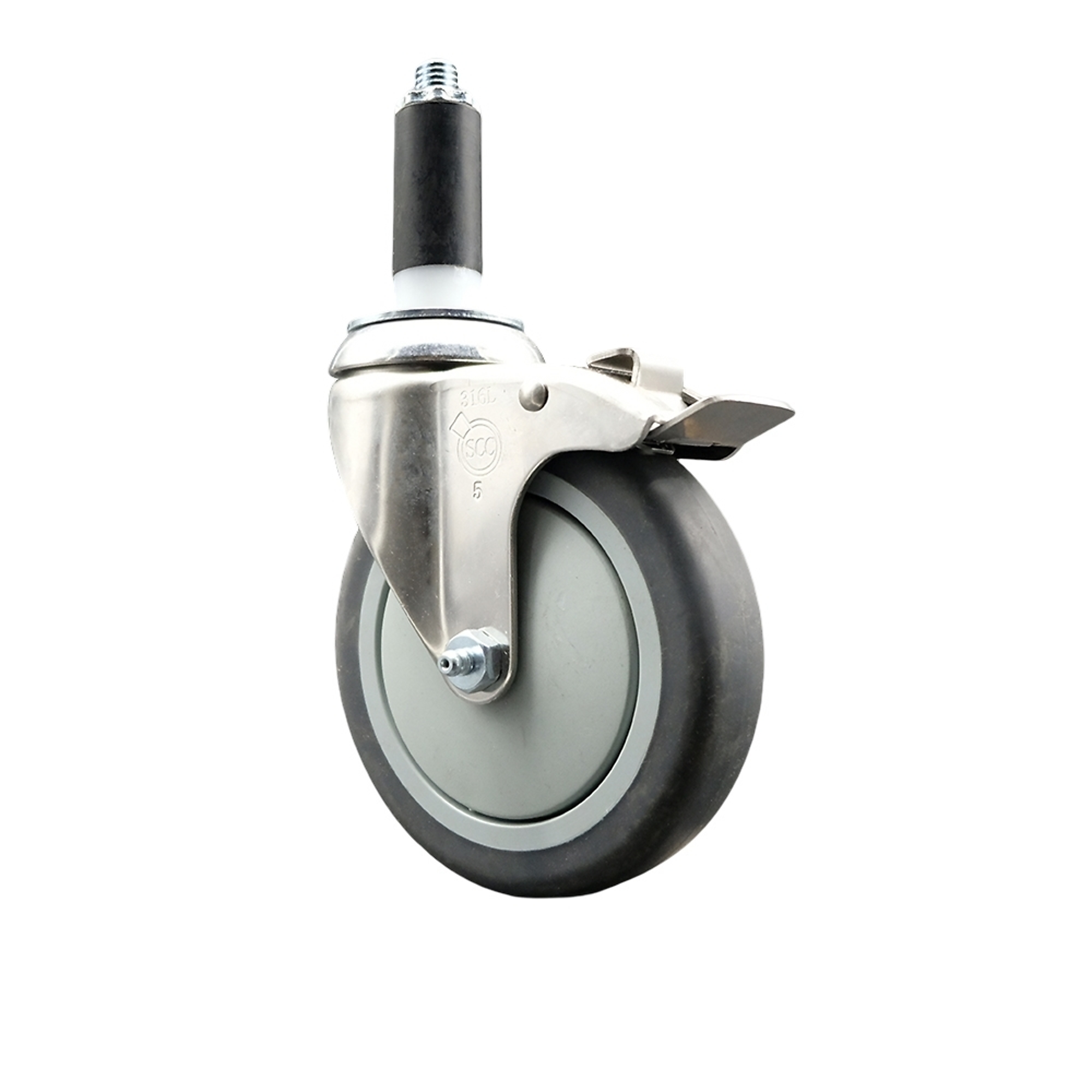 Service Caster, 5Inch x 1 1/4Inch Stem Caster, Wheel Diameter 5 in, Caster Type Swivel, Package (qty.) 1, Model SCC-SS316TTLEX20S514-TPRB-118