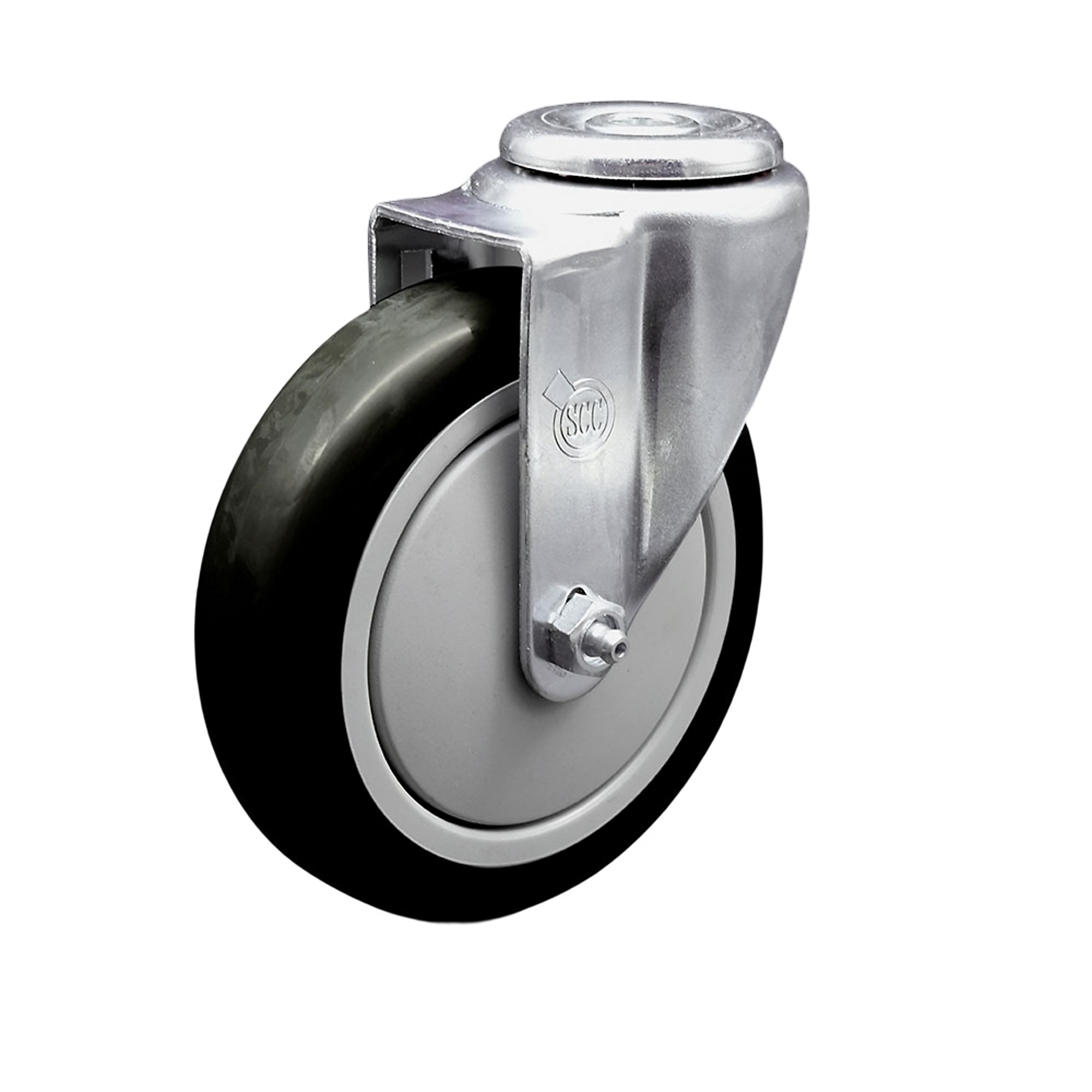 Service Caster, 5Inch x 1 1/4Inch Stem Caster, Wheel Diameter 5 in, Caster Type Swivel, Package (qty.) 1, Model SCC-SSBH20S514-PPUB-BLK