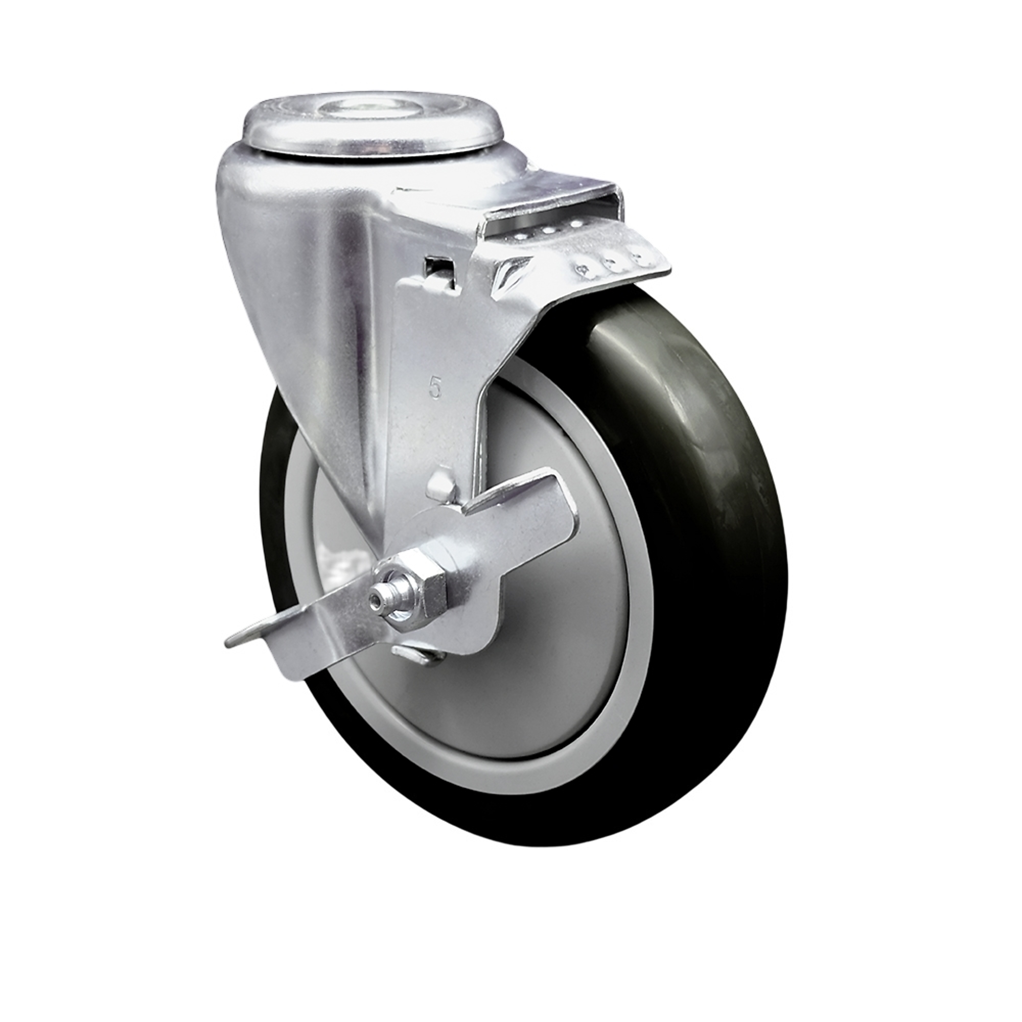 Service Caster, 5Inch x 1 1/4Inch Stem Caster, Wheel Diameter 5 in, Caster Type Swivel, Package (qty.) 1, Model SCC-SSBH20S514-PPUB-BLK-TLB