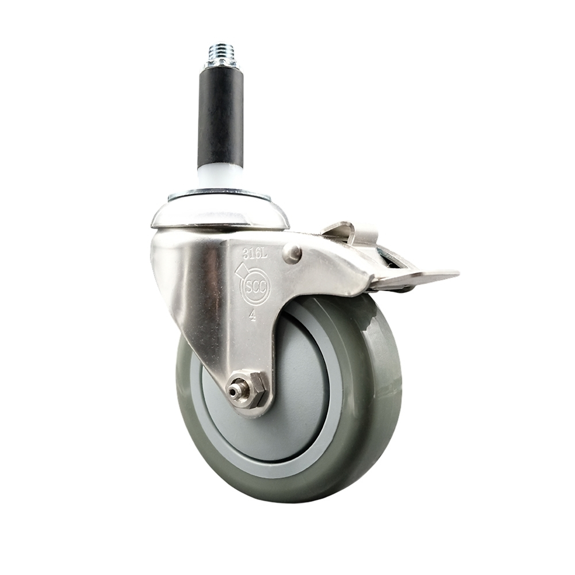 Service Caster, 4Inch x 1 1/4Inch Stem Caster, Wheel Diameter 4 in, Caster Type Swivel, Package (qty.) 1, Model SCC-SS316TTLEX20S414-PPUB-34