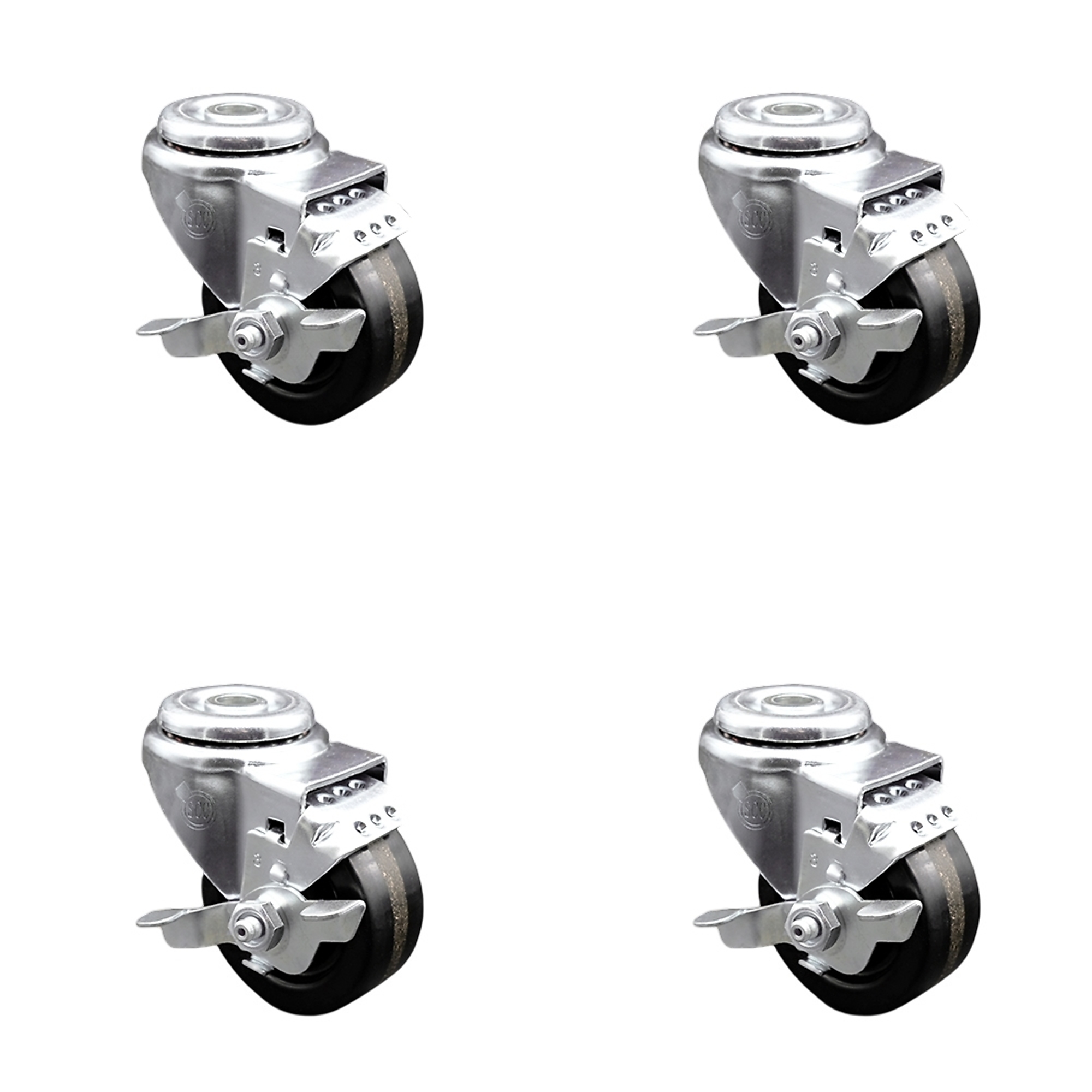 Service Caster, 3Inch x 1 1/4Inch Stem Casters, Wheel Diameter 3 in, Caster Type Swivel, Package (qty.) 4, Model SCC-SSBH20S314-PHS-TLB-4