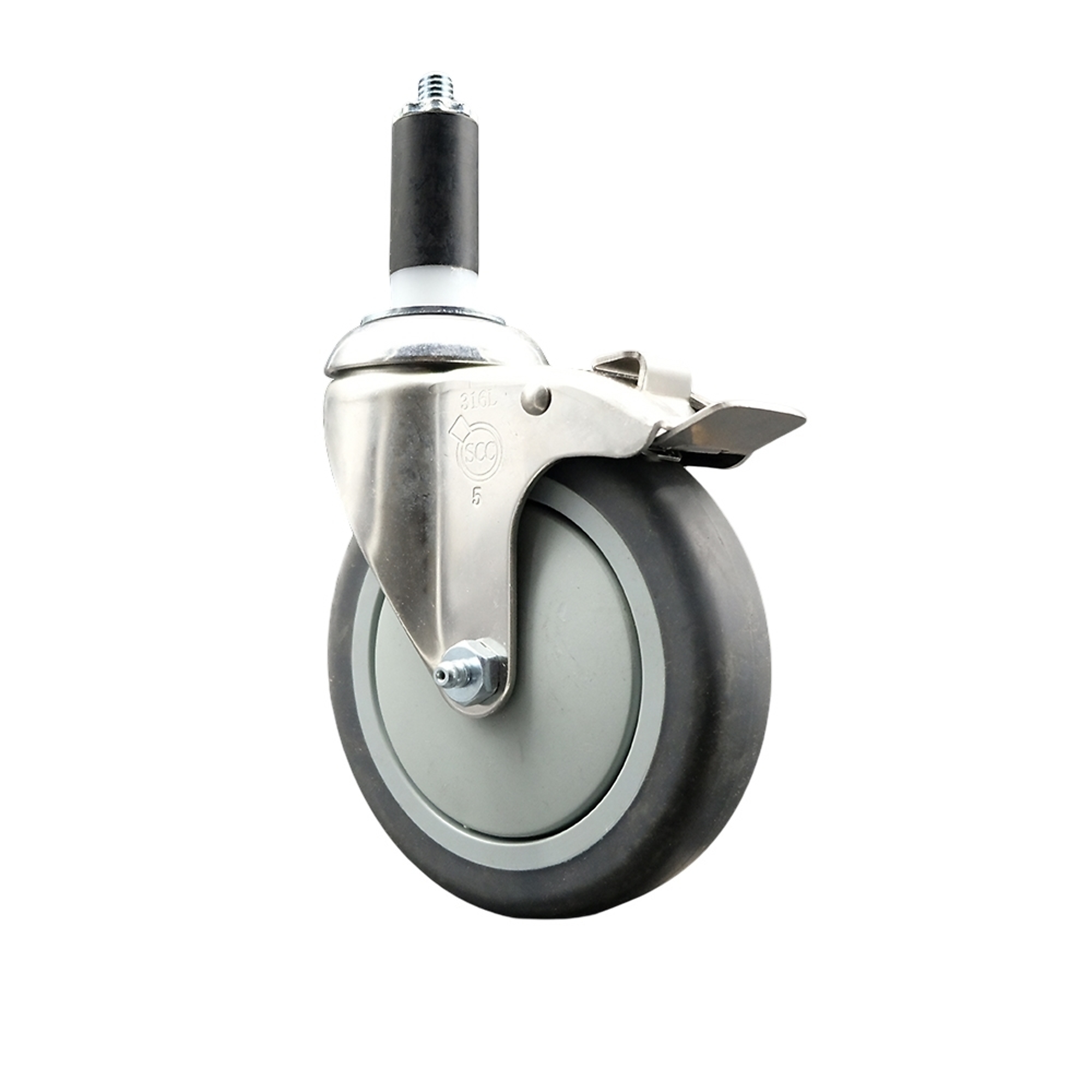 Service Caster, 5Inch x 1 1/4Inch Stem Caster, Wheel Diameter 5 in, Caster Type Swivel, Package (qty.) 1, Model SCC-SS316TTLEX20S514-TPRB-114