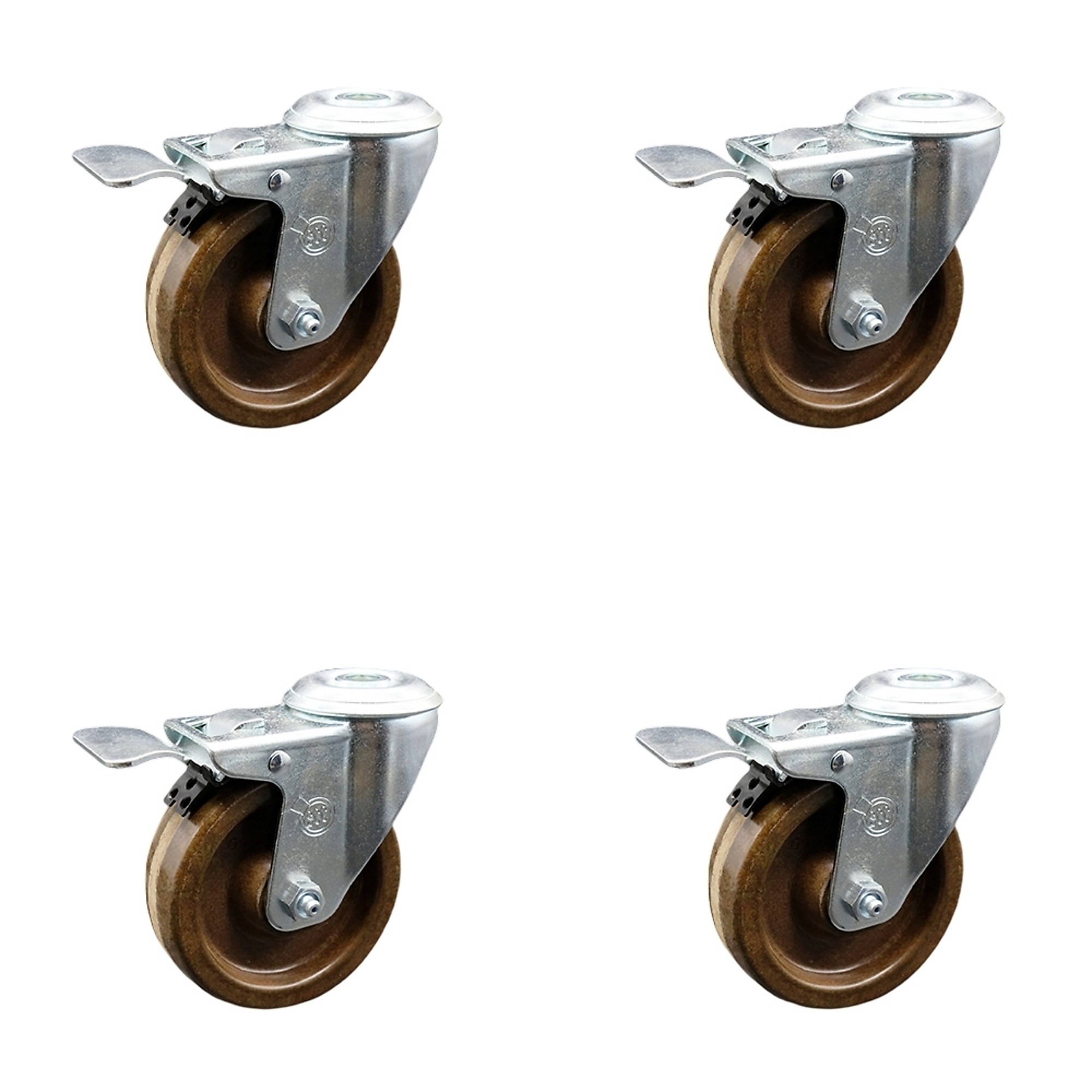 Service Caster, 4Inch x 1 1/4Inch Stem Casters, Wheel Diameter 4 in, Caster Type Swivel, Package (qty.) 4, Model SCC-SSBHTTL20S414-PHSHT-4